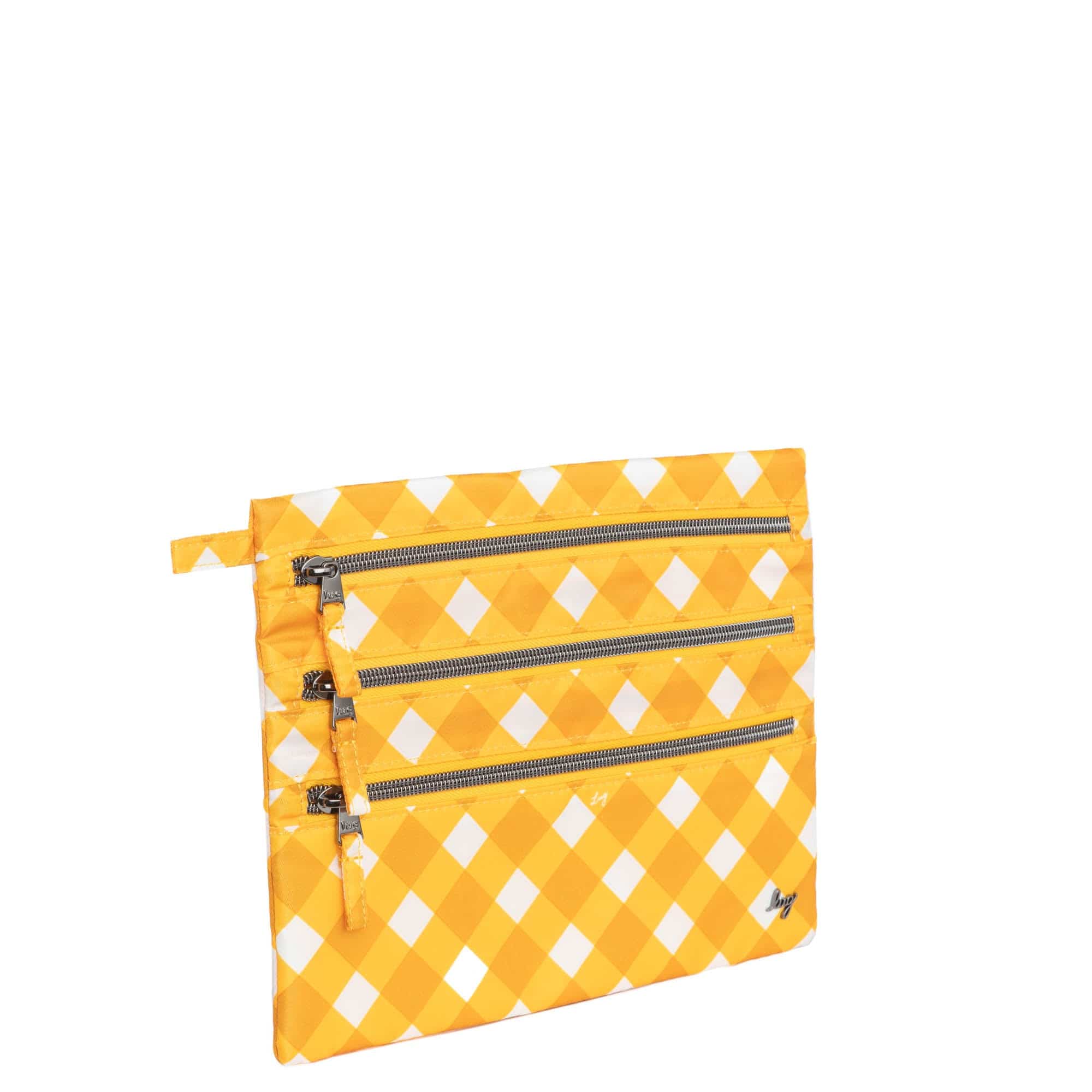 Kickline Triple Zip Storage Pouch - GINGHAM MUSTARD - Kickline_GinghamMustard_02