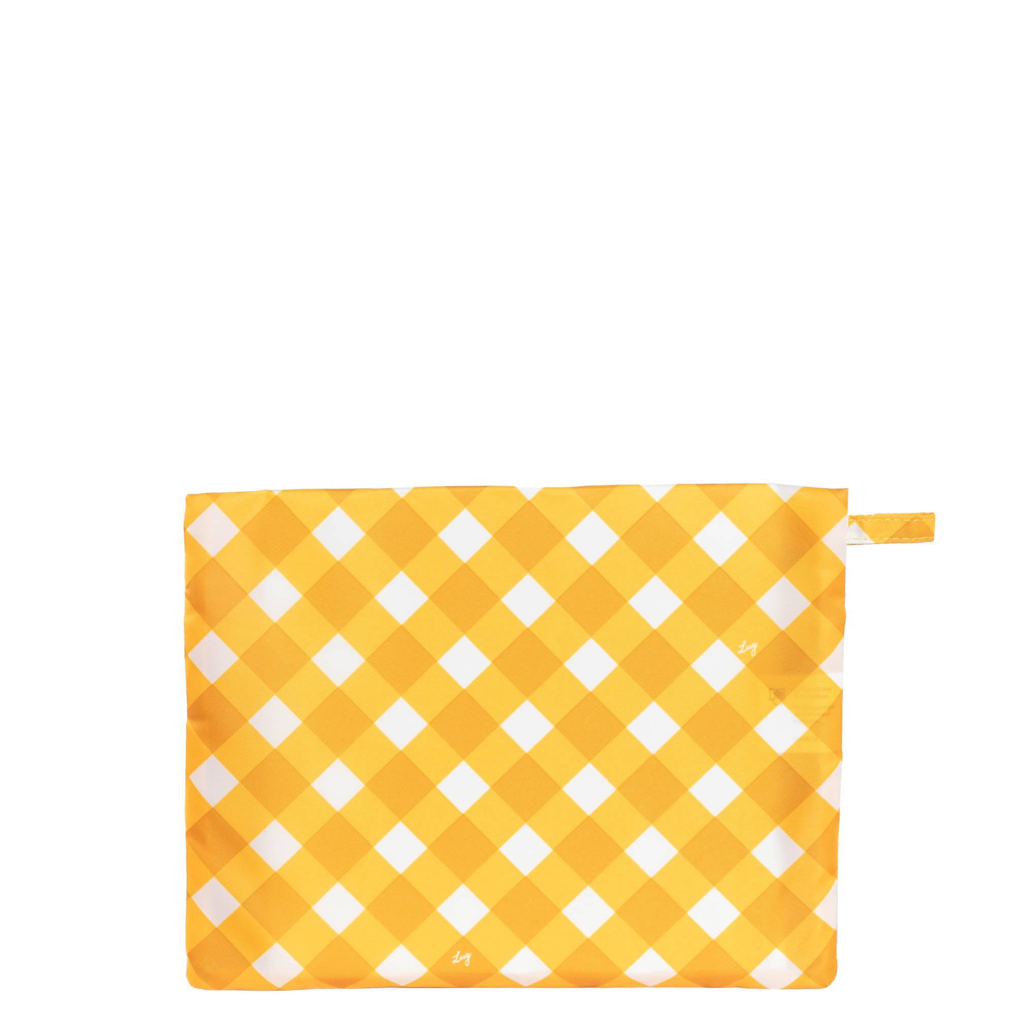 Kickline Triple Zip Storage Pouch - GINGHAM MUSTARD - Kickline_GinghamMustard_03