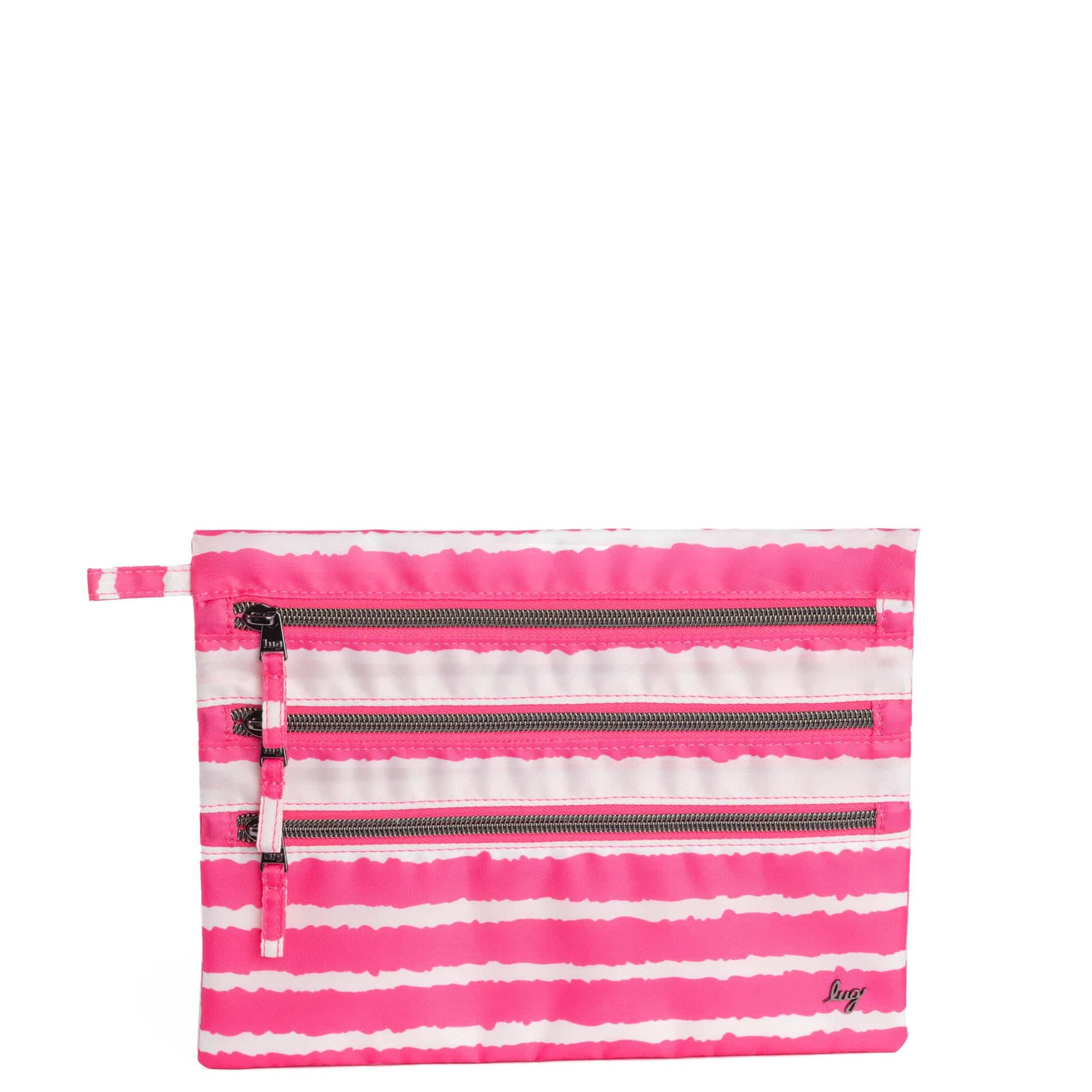 Kickline Triple Zip Storage Pouch - MAGENTA STRIPE - Kickline_MagentaStripe_01