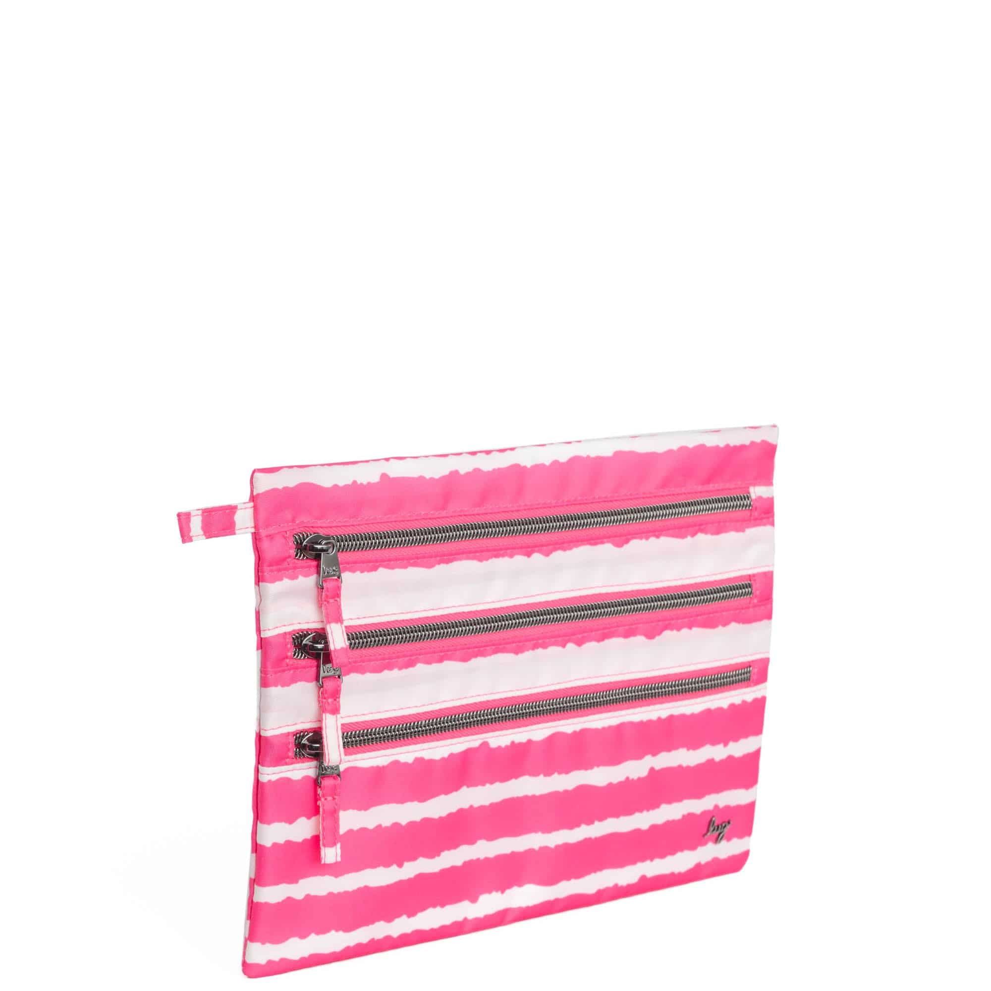 Kickline Triple Zip Storage Pouch - MAGENTA STRIPE - Kickline_MagentaStripe_02