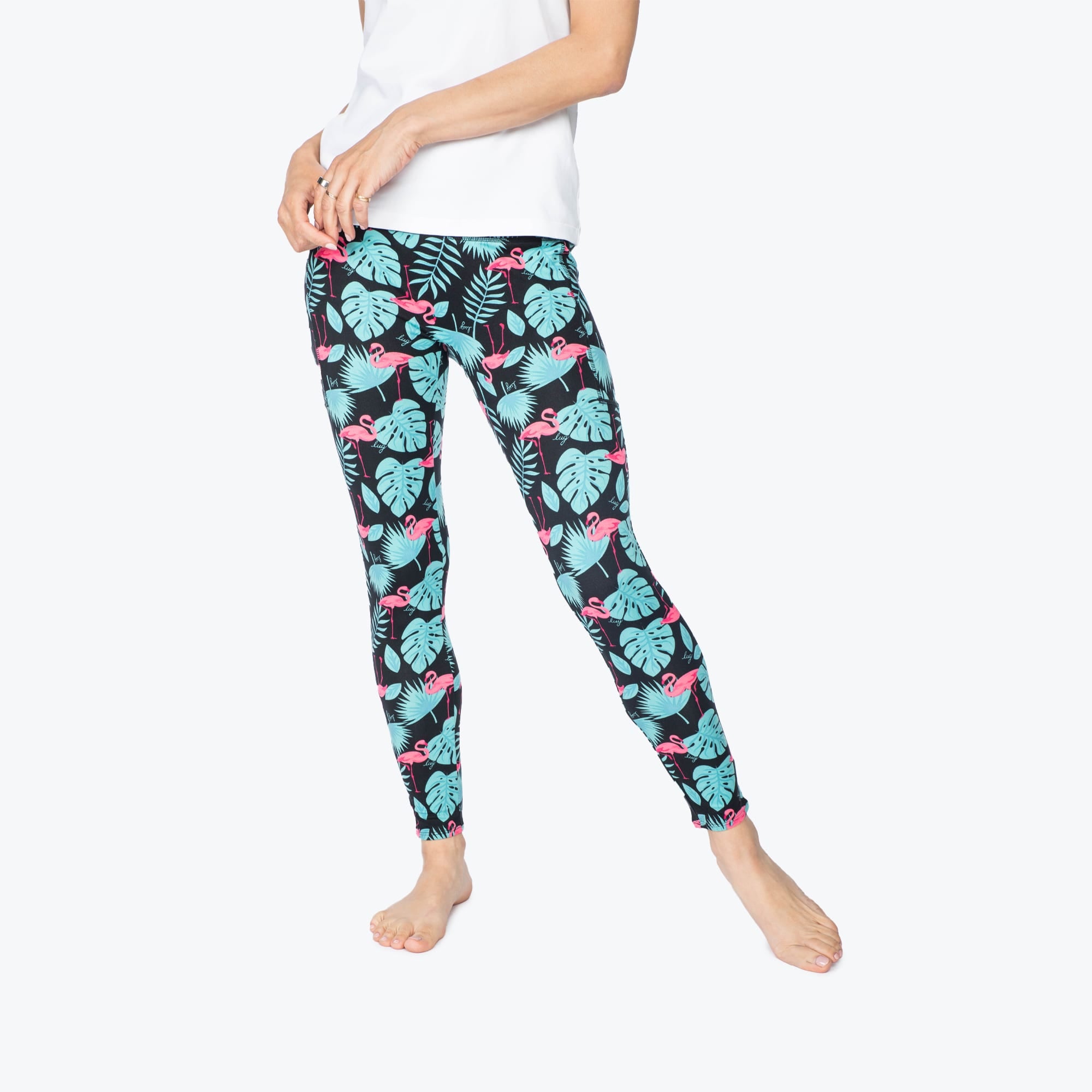 Lugging Cropped Leggings - FLAMINGO BLACK - Lugging_FlamingoBlack_S_01