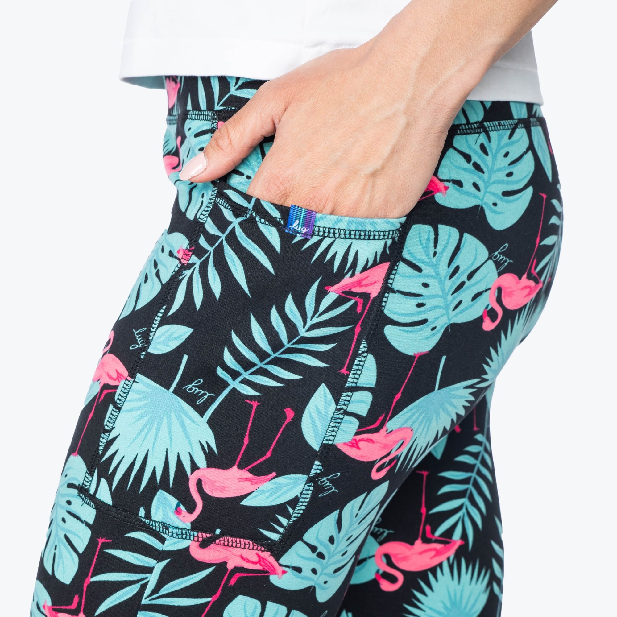 Lugging Cropped Leggings - FLAMINGO BLACK - Lugging_FlamingoBlack_S_04