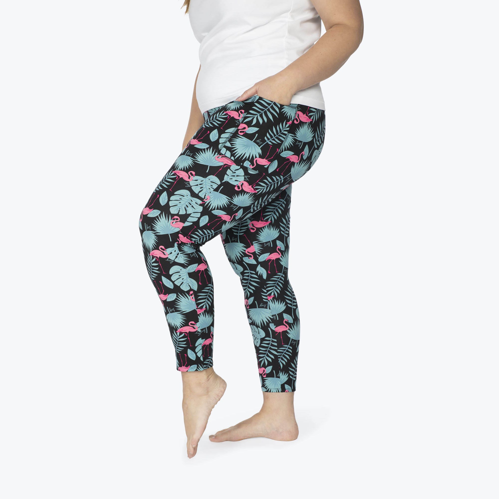 Lugging Cropped Leggings - FLAMINGO BLACK - Lugging_FlamingoBlack_XL_03