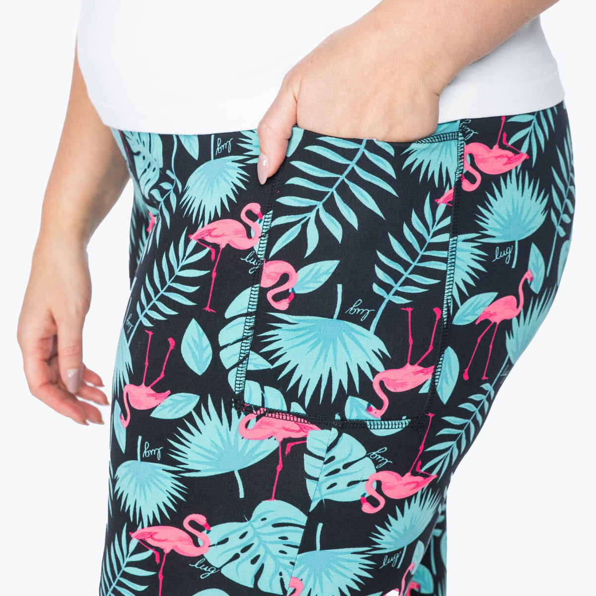 Lugging Cropped Leggings - FLAMINGO BLACK - Lugging_FlamingoBlack_XL_04