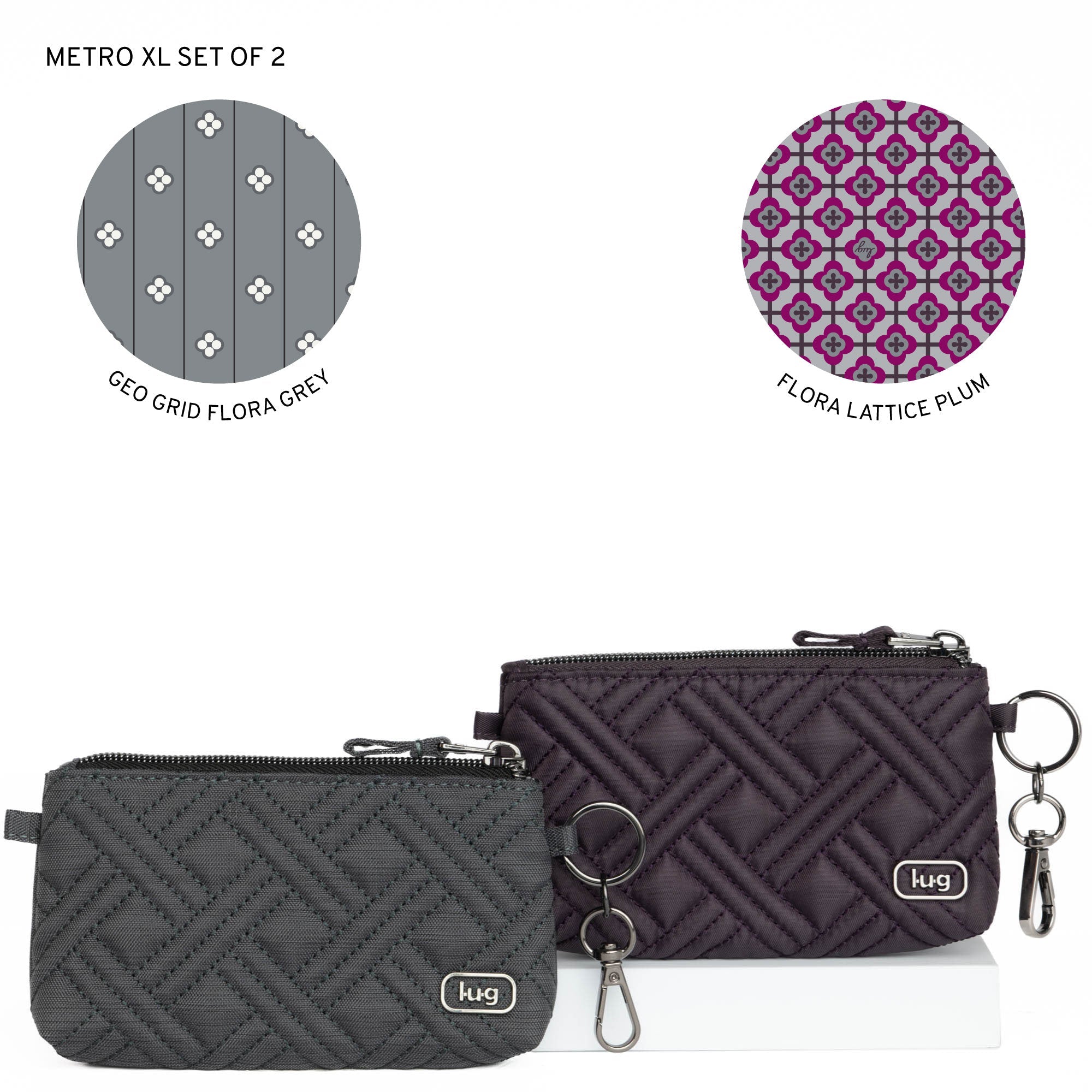 Metro XL Pouch - 2pc Set - BRUSHED GREY PLUM PURPLE - Metro-XL-2Set_BrushedGrey_PlumPurple_LL_ad93a9eb-7994-4c6d-aa82-95bea46e7611