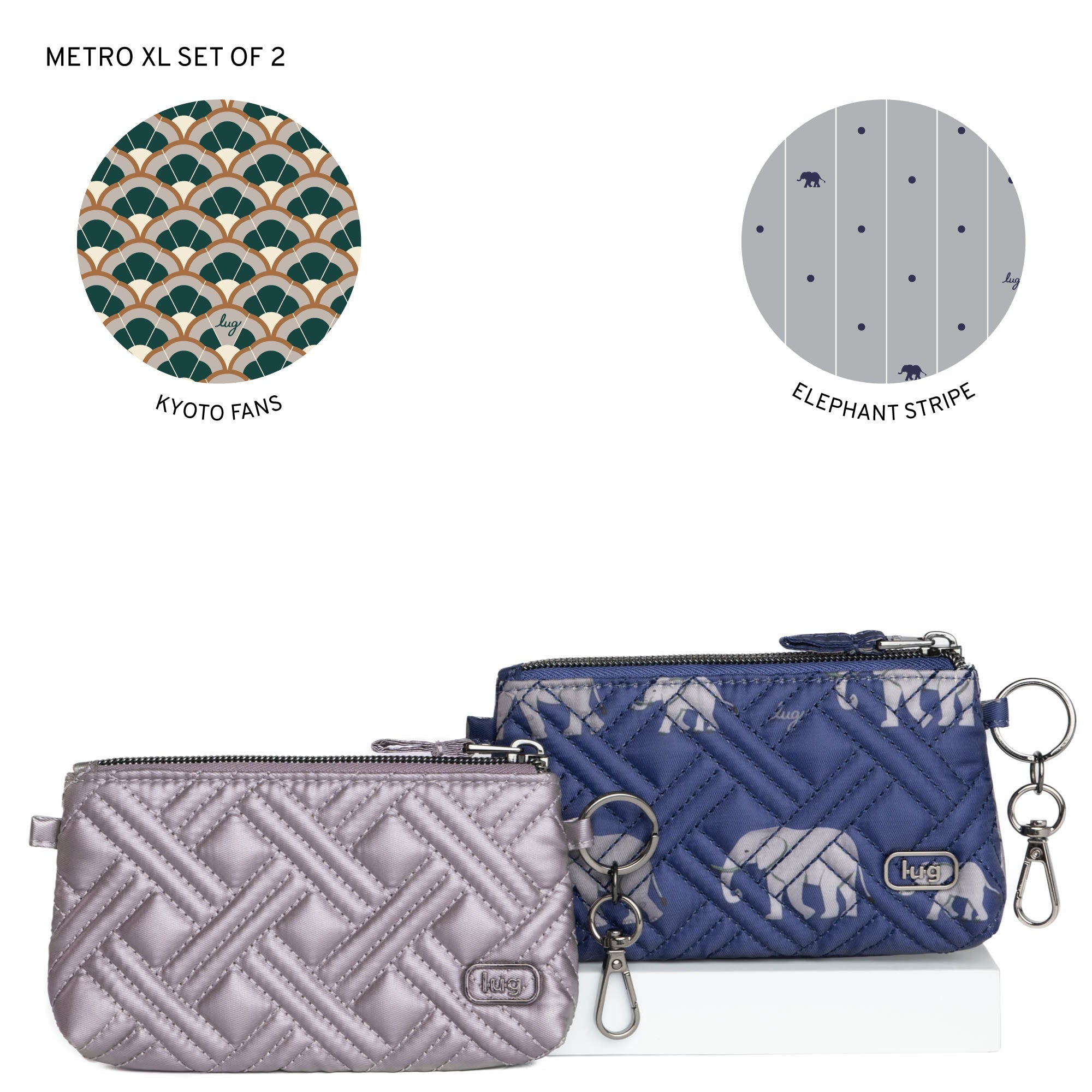 Metro XL Pouch - 2pc Set - METALLIC PEARL ELEPHANT PURPLE - Metro-XL-2Set_MetallicPearl_ElephantStripe_LL_8085a969-bc62-473b-bb09-290217ba784f
