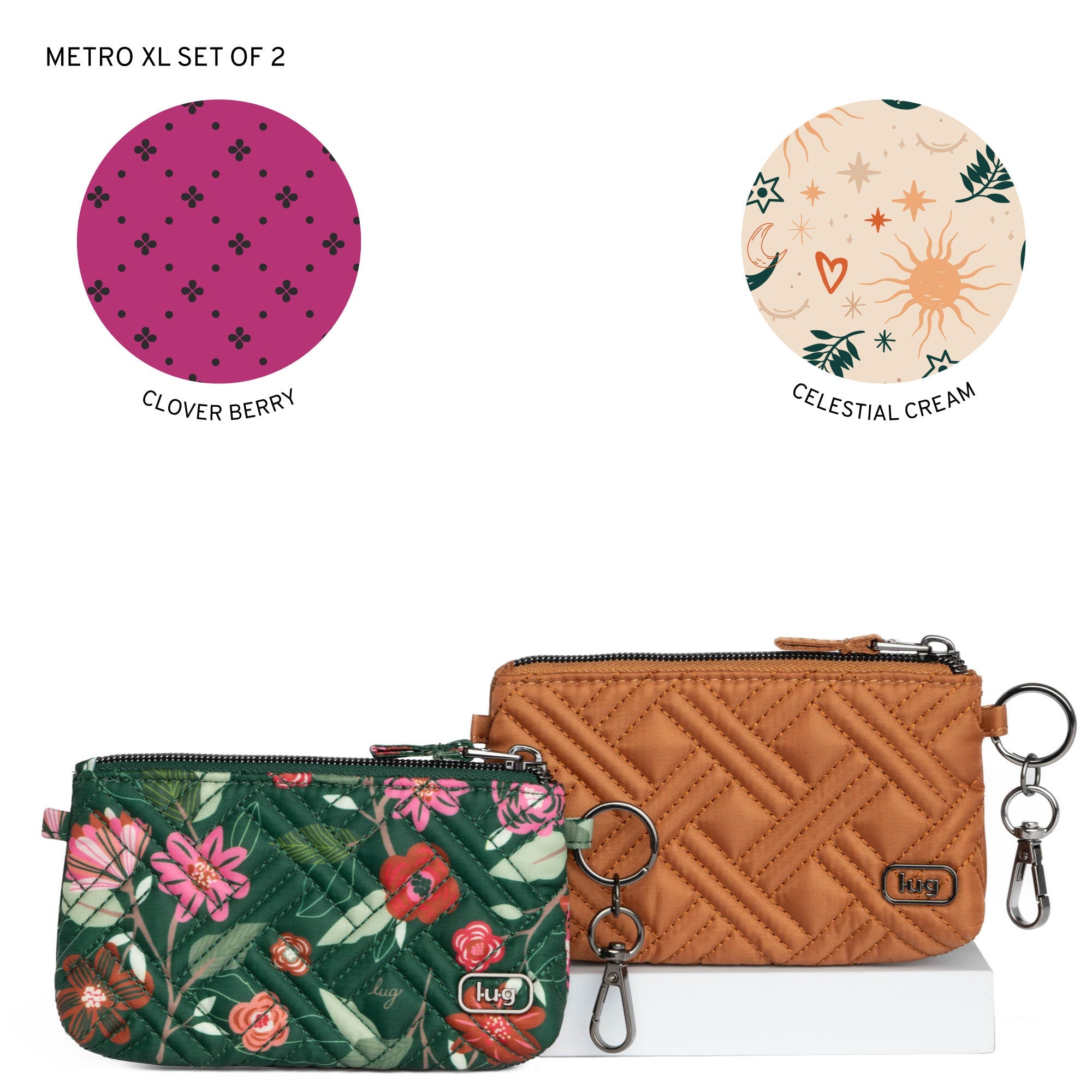 Metro XL Pouch - 2pc Set - EVERGLADE GREEN CAPPUCCINO - Metro-XL-2set_FloralEvergladeGreen_Cappuccino_LL_84e80cd6-ccbc-4936-b936-ce990963a0da