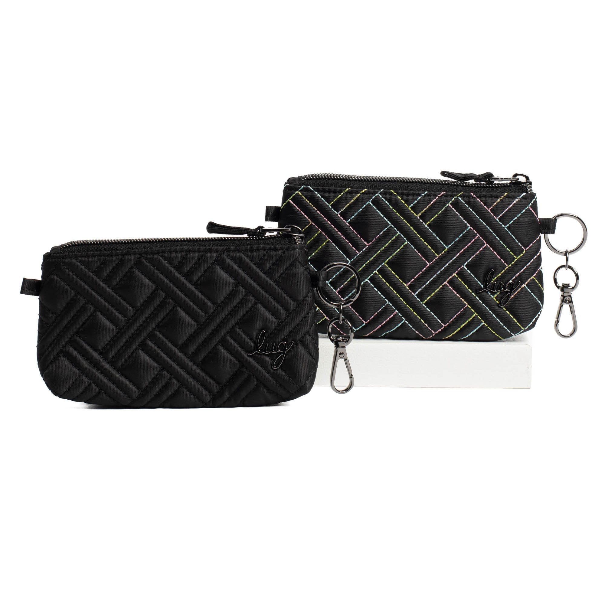 Metro XL Pouch - 2pc Set - BLACK BLACK ICEPOP STITCH - MetroXLSetof2_Black_BlackWithIcePop