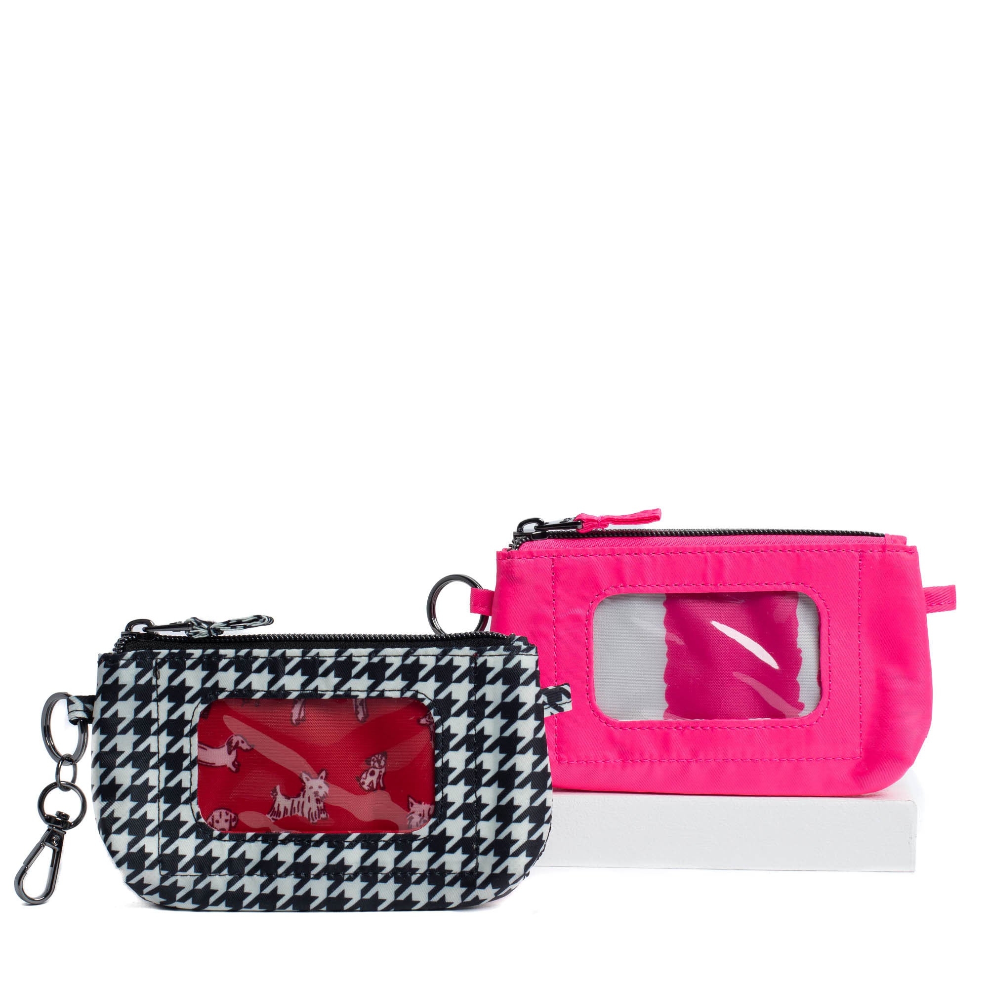 Metro XL Pouch - 2pc Set - MICRO HOUNDSTOOTH MAGENTA - MetroXLSetof2_MicroHoundstoothBlack_Magenta_03