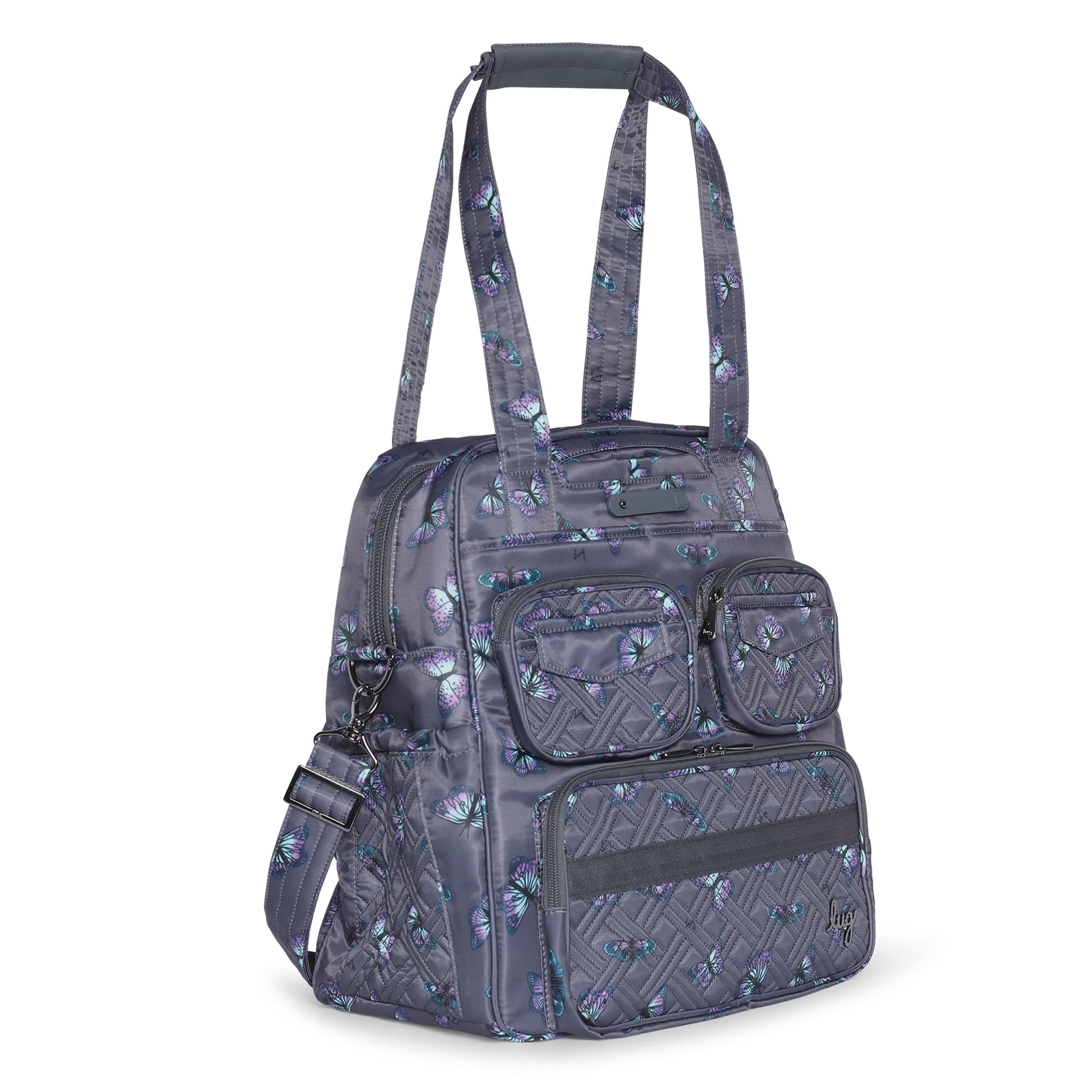 Puddle Jumper LE Convertible Tote Bag - BUTTERFLY GREY - PUDDLEJUMPERLE-CHARMBAR_Butterfley_Grey_02_dgfjbi