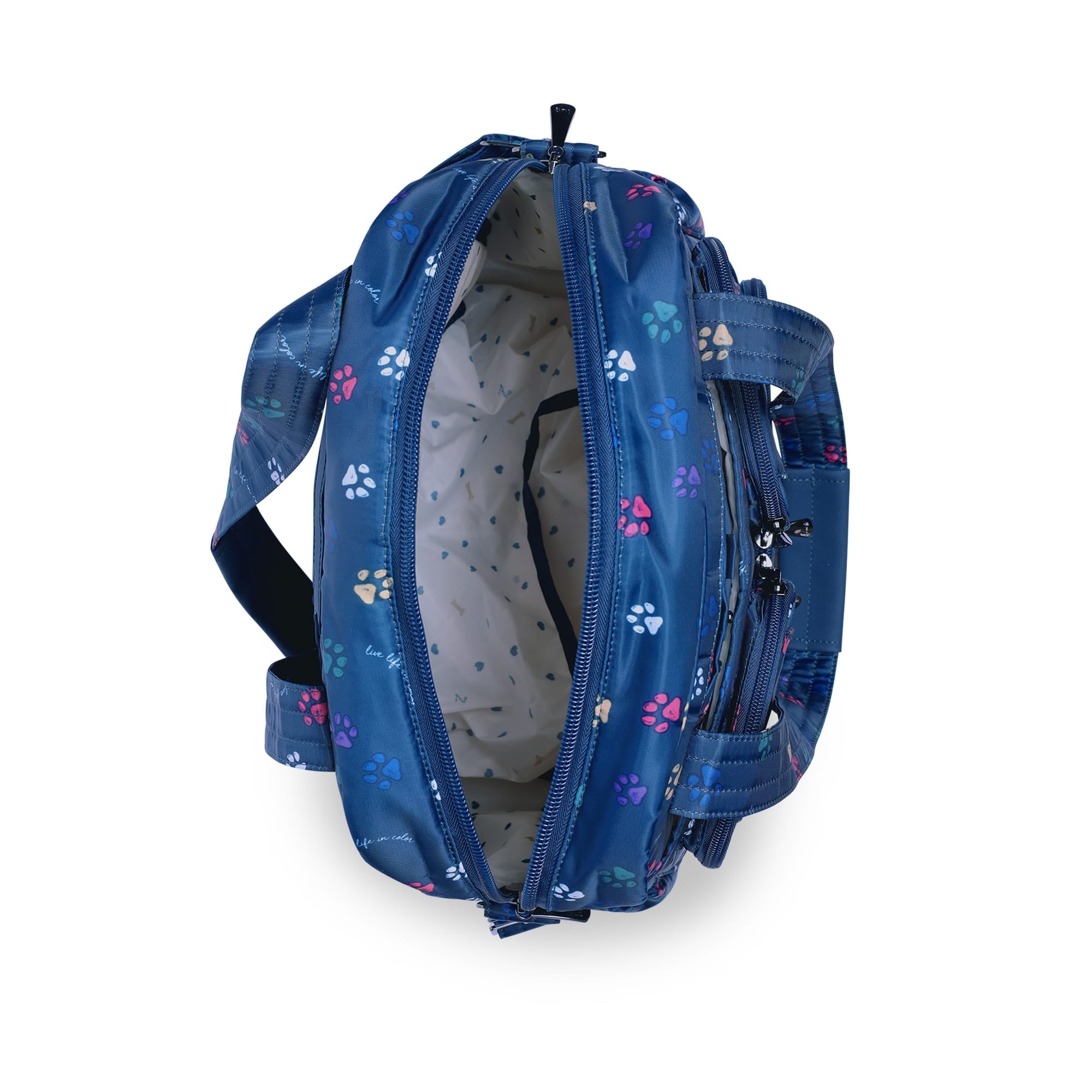 Puddle Jumper LE Convertible Tote Bag - PAWS NAVY - PUDDLEJUMPERLE-CHARMBAR_PawsNavy_05_hekuln