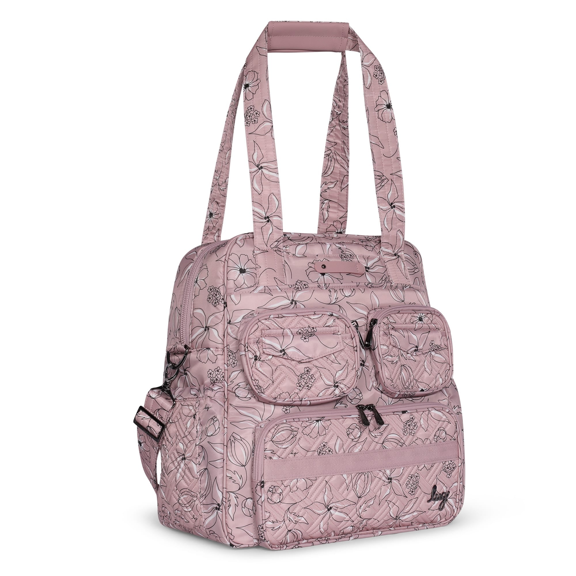 Puddle Jumper LE Convertible Tote Bag - SKETCH FLORAL BLUSH - PUDDLEJUMPERLE-CHARMBAR_SketchFloralBlush_02_01vczf
