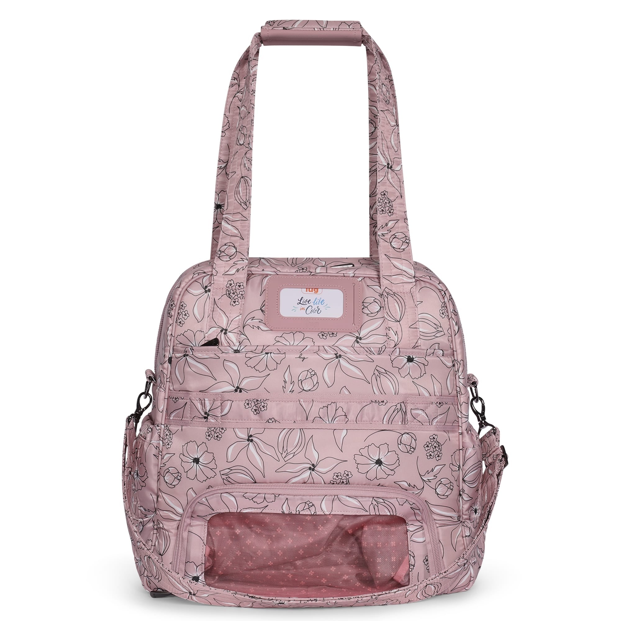 Puddle Jumper LE Convertible Tote Bag - SKETCH FLORAL BLUSH - PUDDLEJUMPERLE-CHARMBAR_SketchFloralBlush_04_5g4ayo