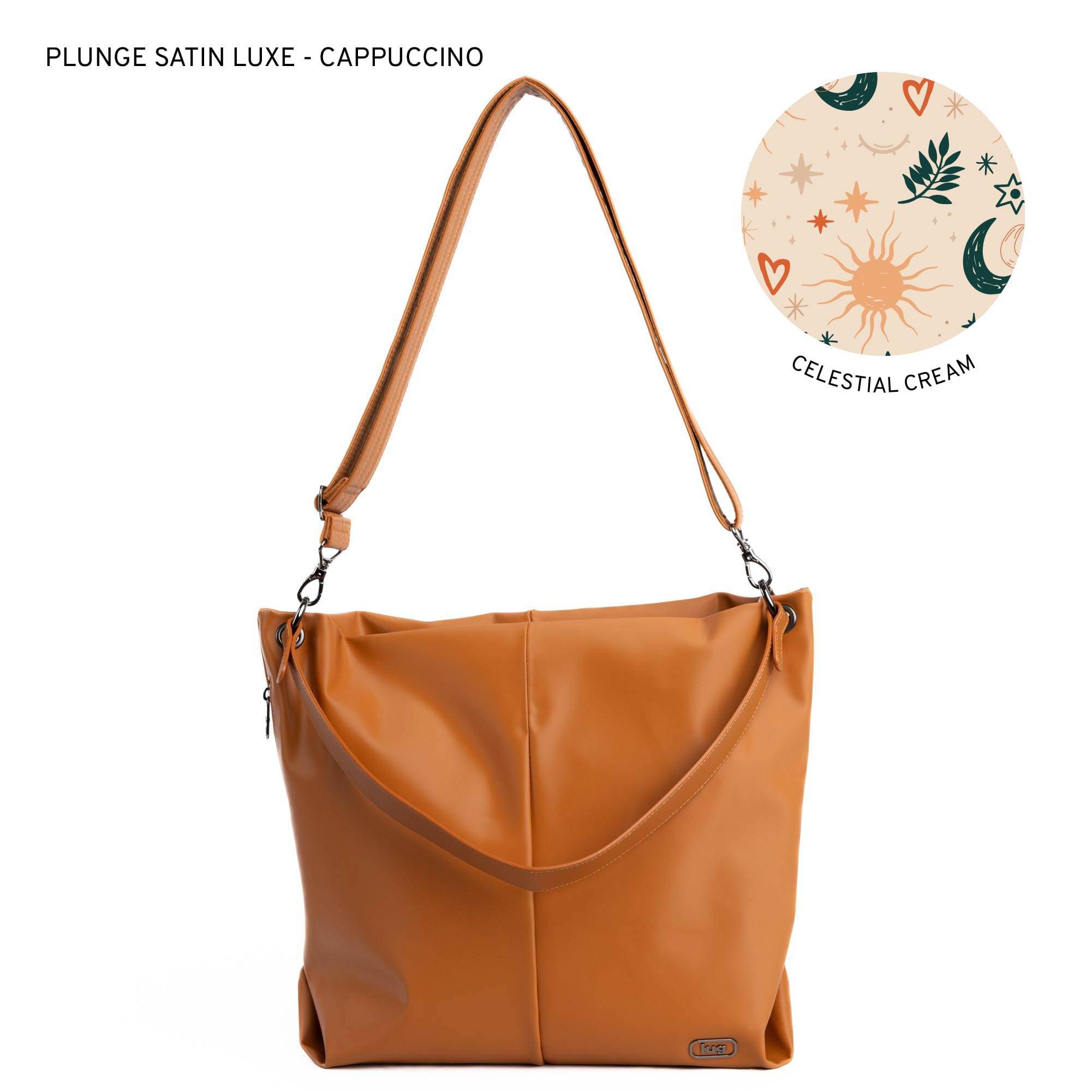 Plunge Satin Luxe VL Carry-All Crossbody Bag - CAPPUCCINO - Plunge_SatinLuxe_Cappuccino