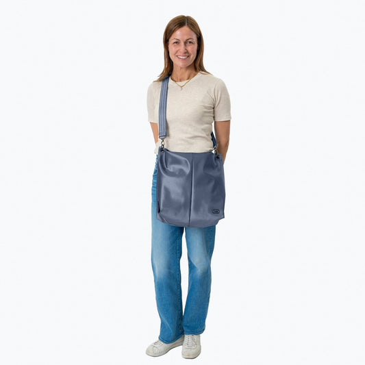 Plunge Satin Luxe VL Carry-All Crossbody Bag - - Plunge_SatinLuxe_Lifestyle_BagProportions_03