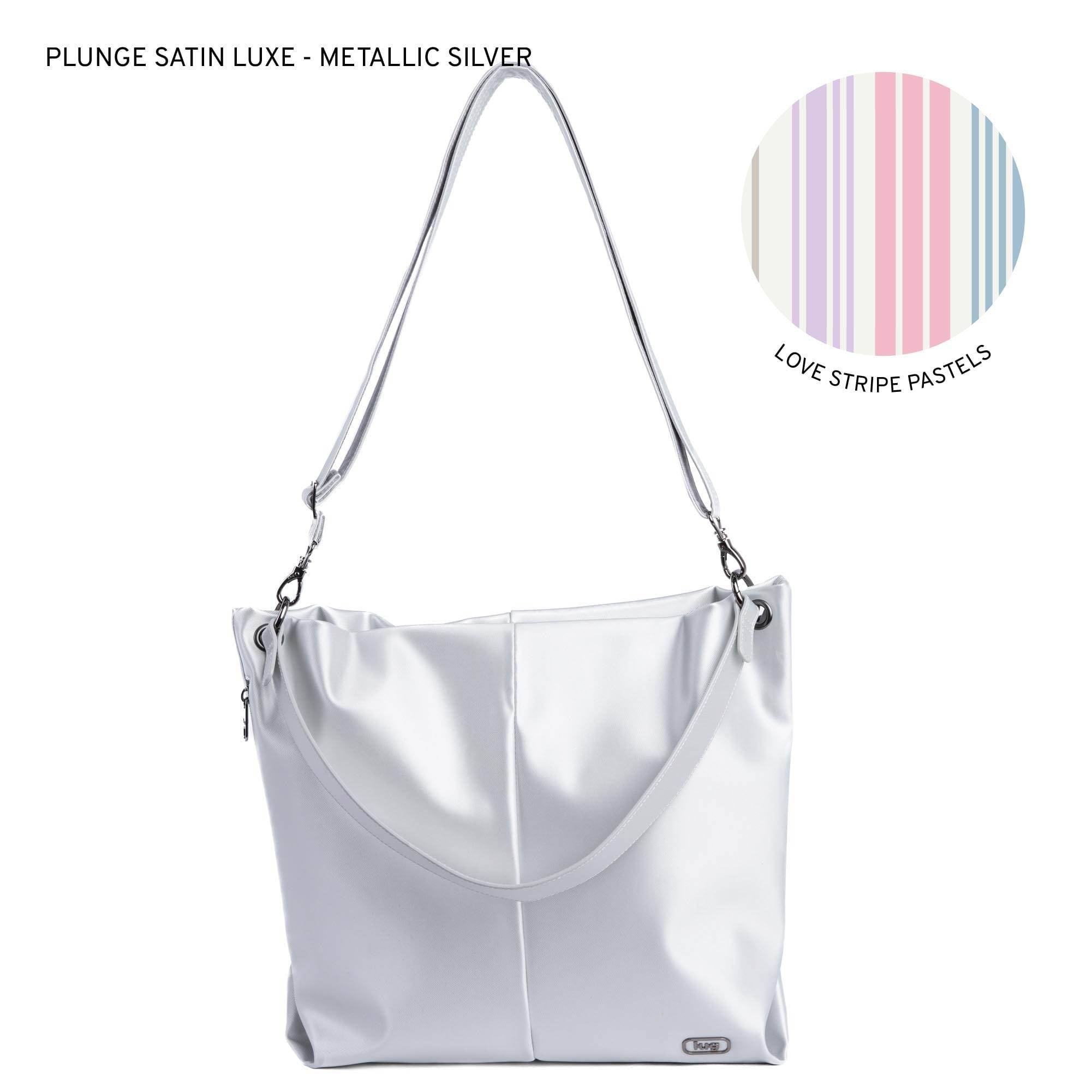 Plunge Satin Luxe VL Carry-All Crossbody Bag - METALLIC SILVER - Plunge_SatinLuxe_MetallicSilver