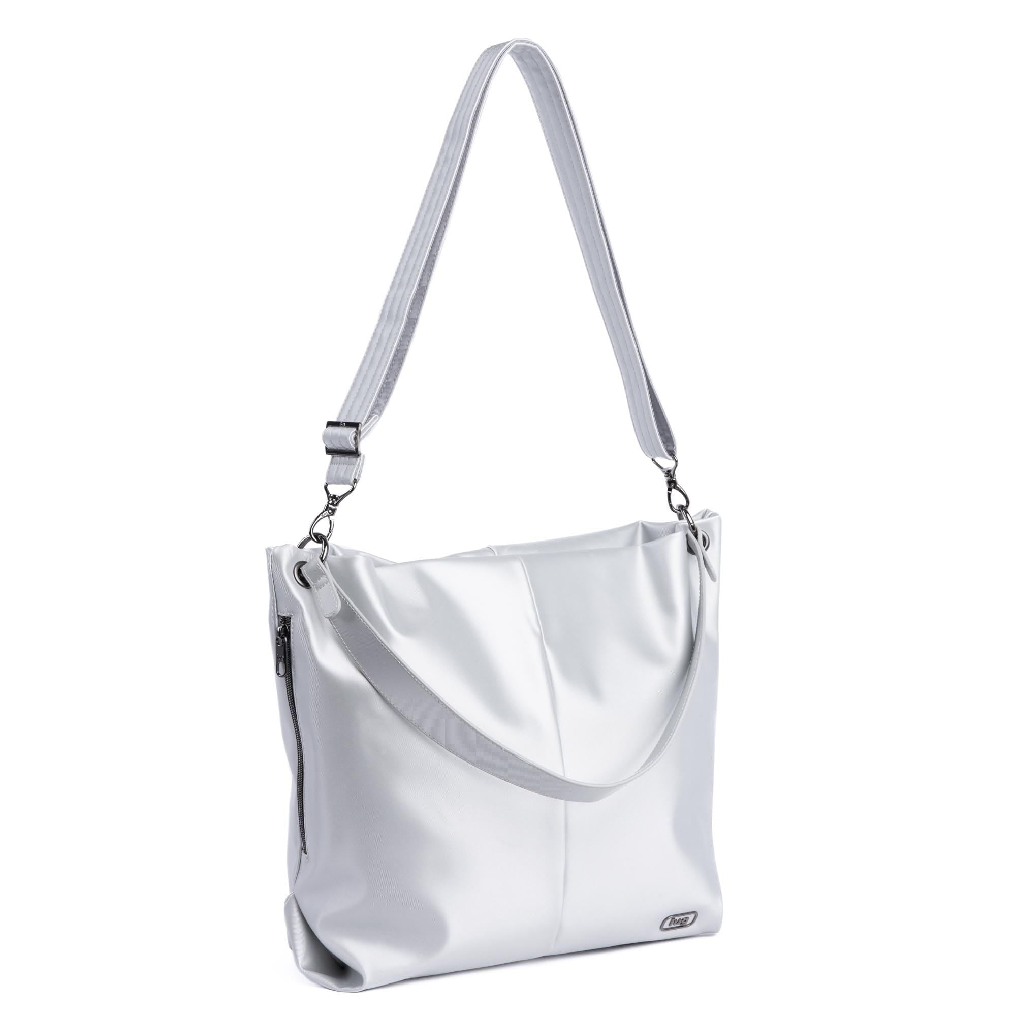Plunge Satin Luxe VL Carry-All Crossbody Bag - METALLIC SILVER - Plunge_SatinLuxe_MetallicSilver_02_29cde820-1a36-4daf-bee9-dbbbb68afd9d