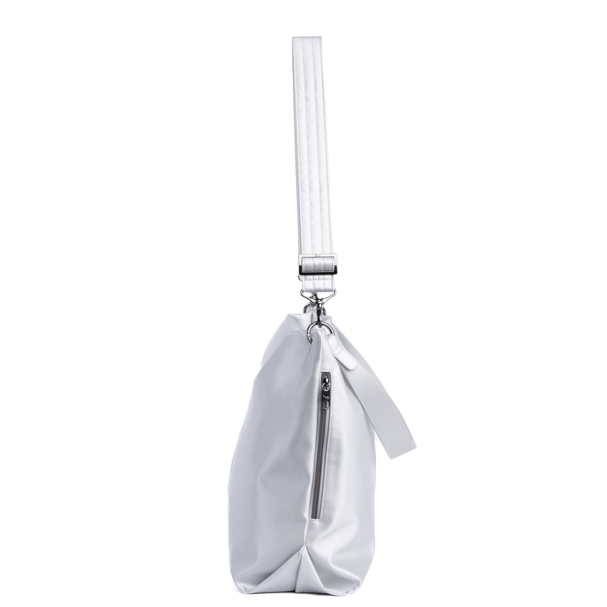 Plunge Satin Luxe VL Carry-All Crossbody Bag - METALLIC SILVER - Plunge_SatinLuxe_MetallicSilver_03