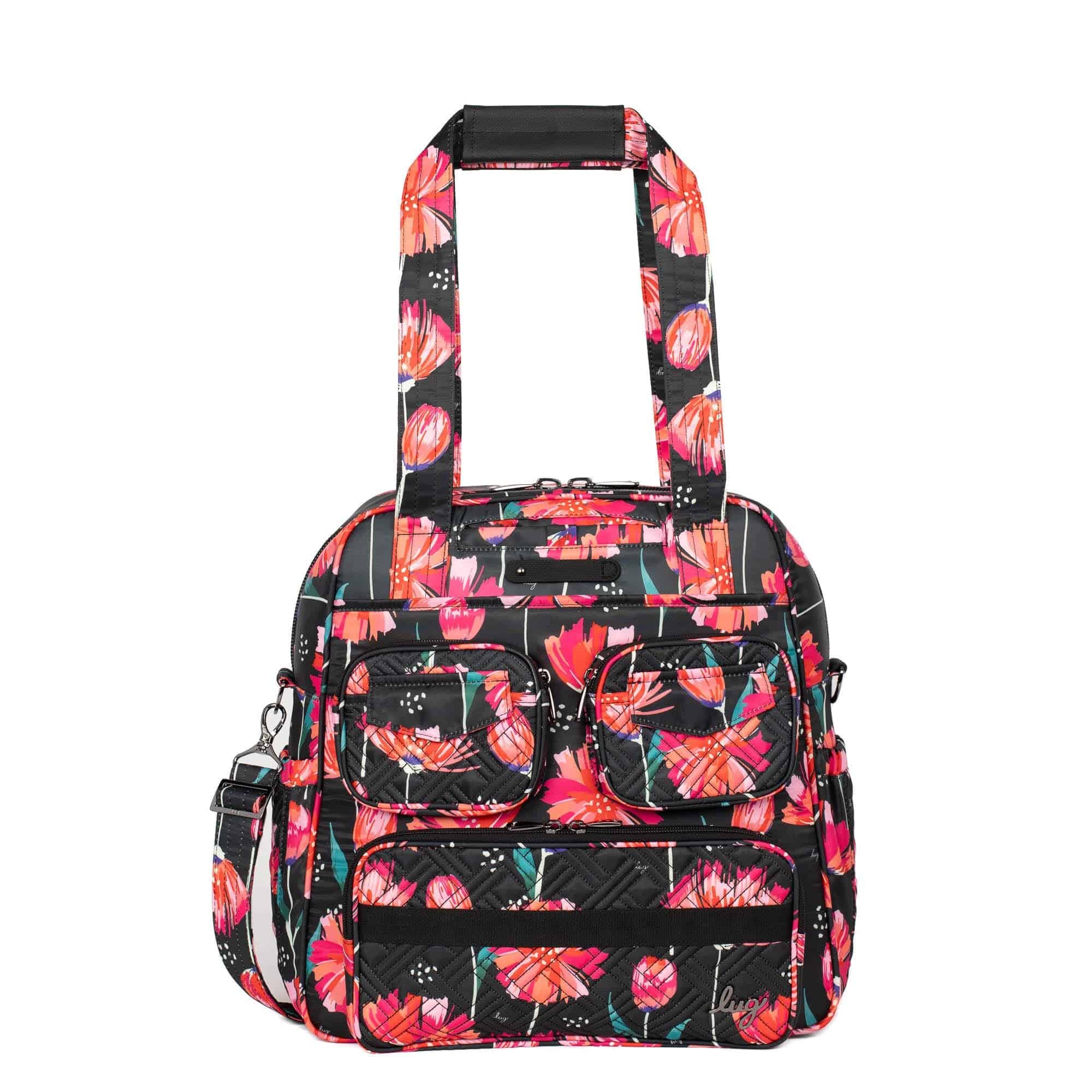 Puddle Jumper LE Convertible Tote Bag - POMPOM FLORAL BLACK - PuddleJumperLE_PompomFloralBlack_01