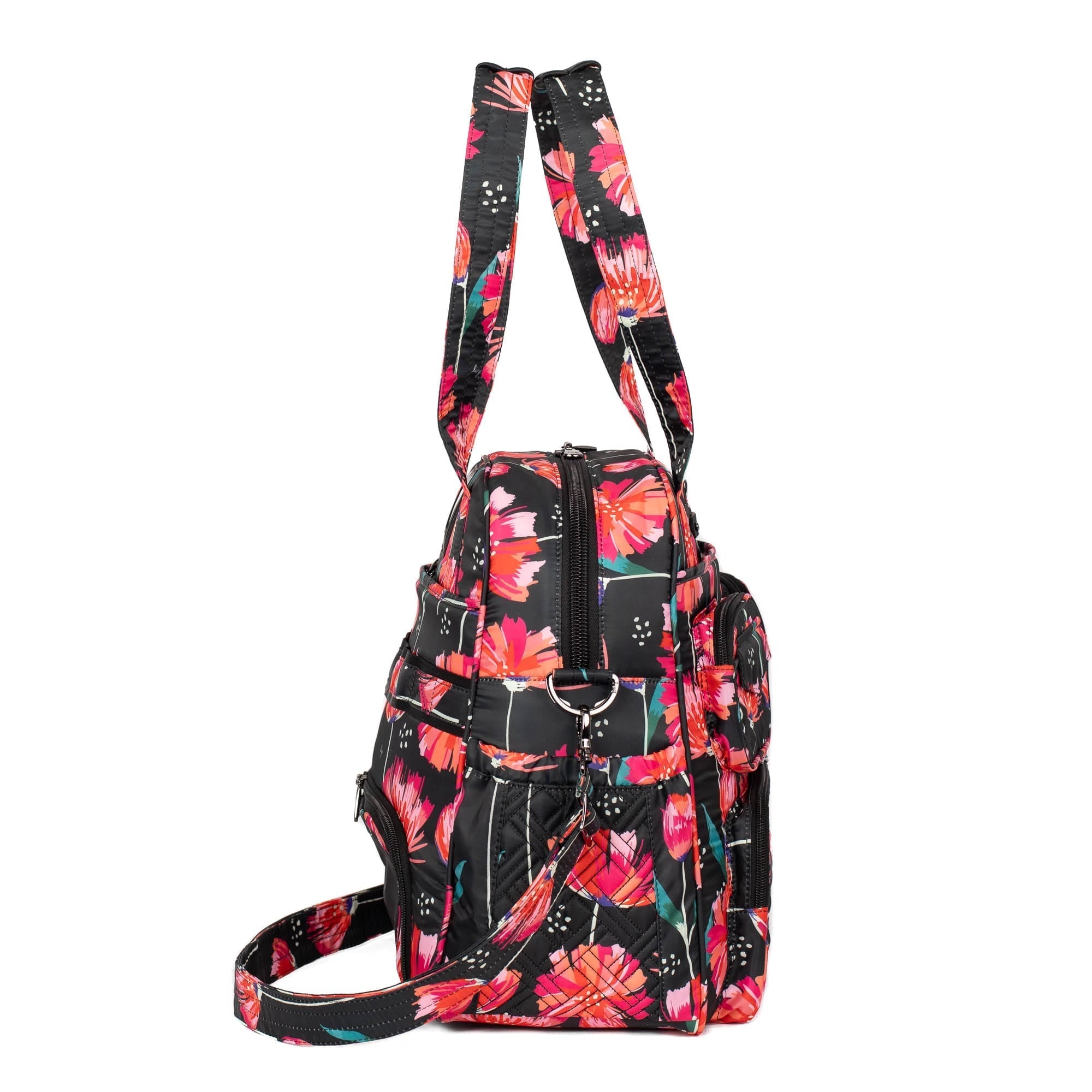 Puddle Jumper LE Convertible Tote Bag - POMPOM FLORAL BLACK - PuddleJumperLE_PompomFloralBlack_03_svxugn