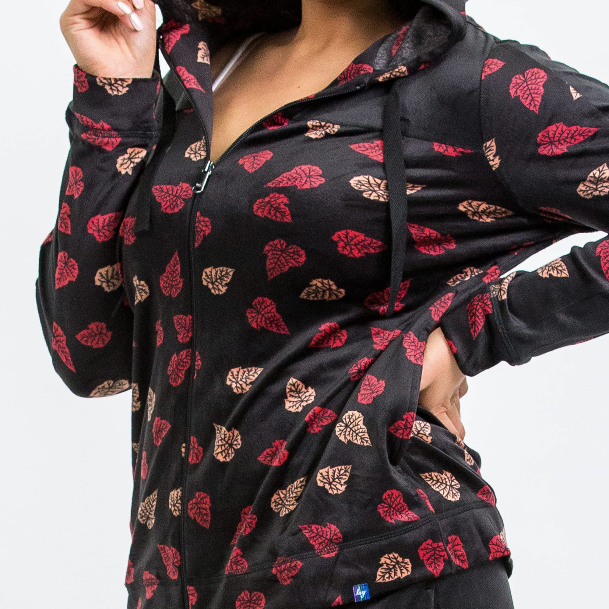 Ranger Fleece Front Zip Hoodie - DAGGER ROSE - RangerTop_FallingLeaves_S_04