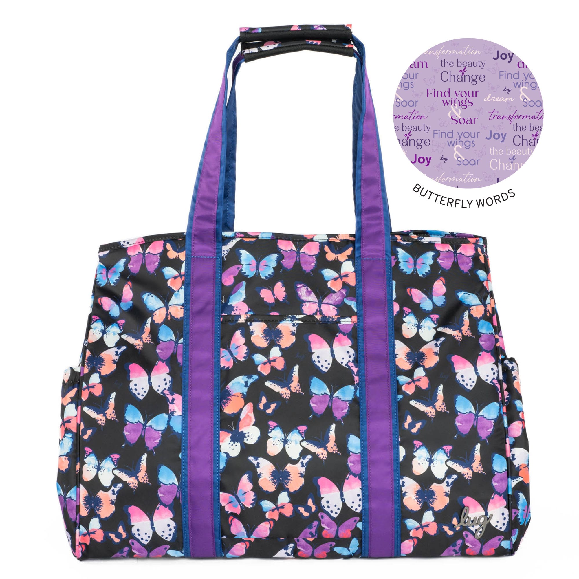 Rover X-Large Carry-All Tote - METALLIC GOLD - Rover_WatercolorButterfliesBlack