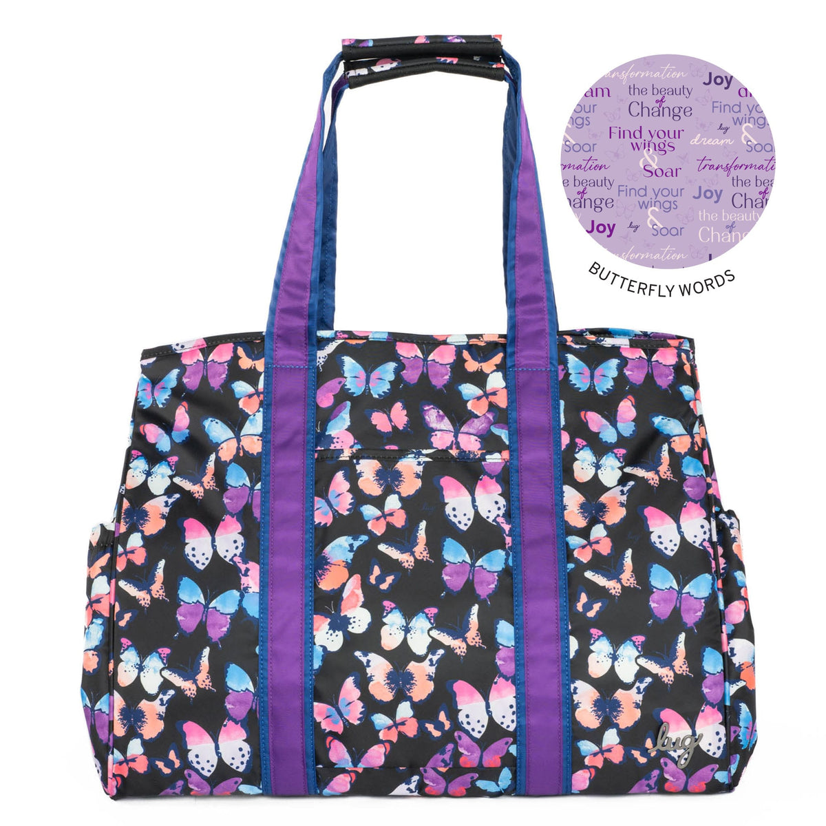 Rover X-Large Carry-All Tote - WATERCOLOR BUTTERFLIES - Rover_WatercolorButterfliesBlack