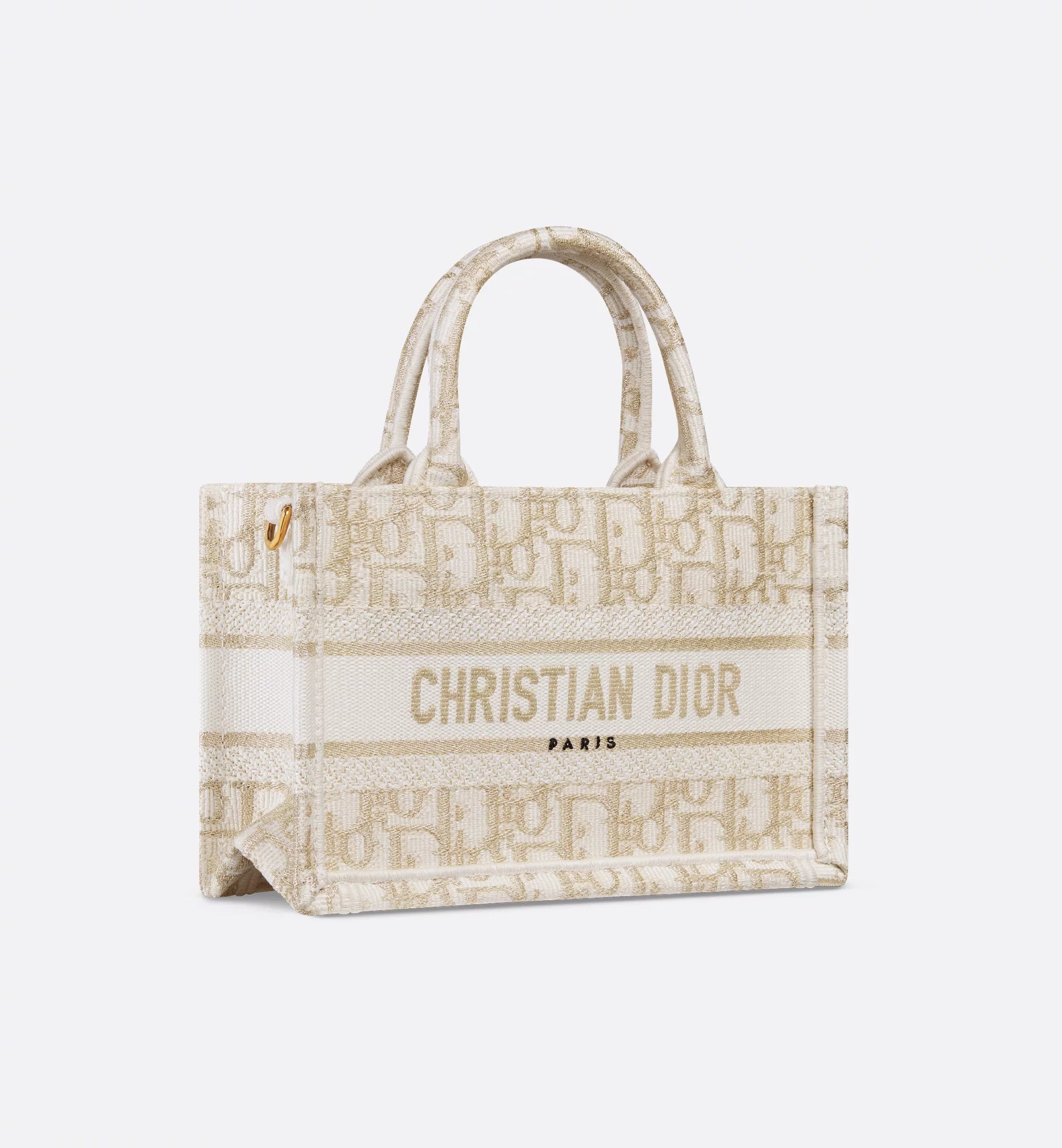 Dior Mini Book Tote – White & Gold Dior Oblique Embroidery #2 - - S5573CTQRM981_E03