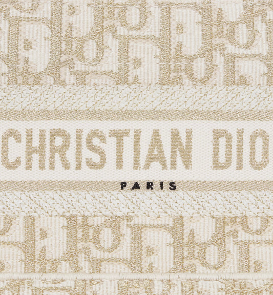 Dior Mini Book Tote – White & Gold Dior Oblique Embroidery #2 - - S5573CTQRM981_E09