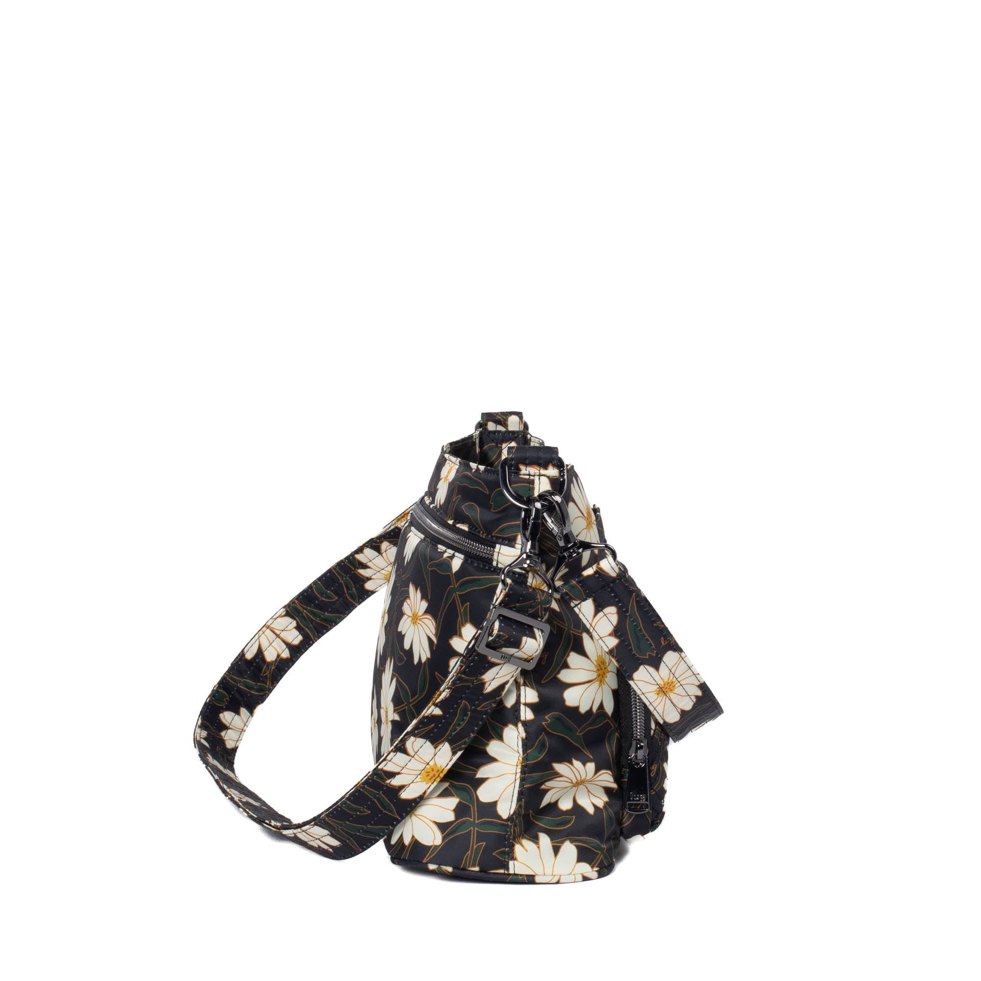 Lug Samba 2 convertible crossbody bag with autumn daisies pattern, featuring adjustable strap and spacious interior.
