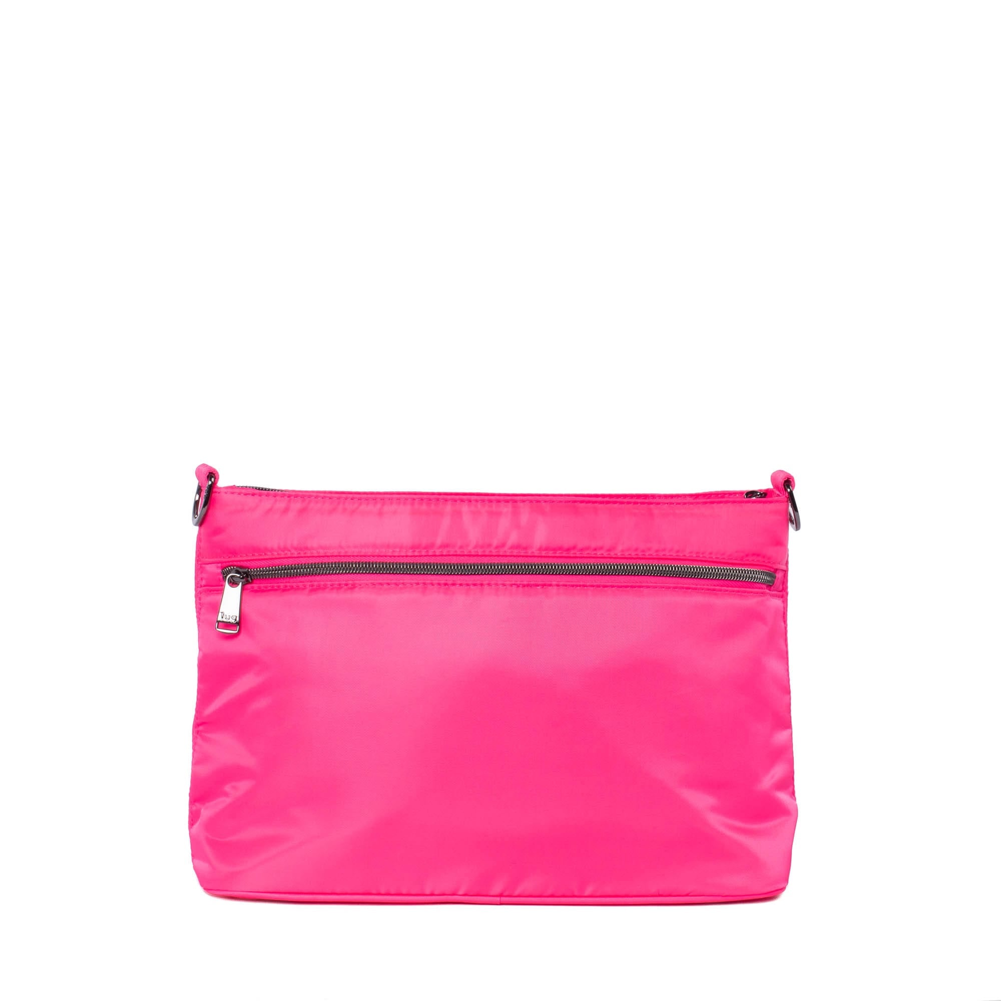 Magenta Lug Samba 2 convertible crossbody bag with adjustable strap and multiple compartments, showcasing versatile style and functional design.