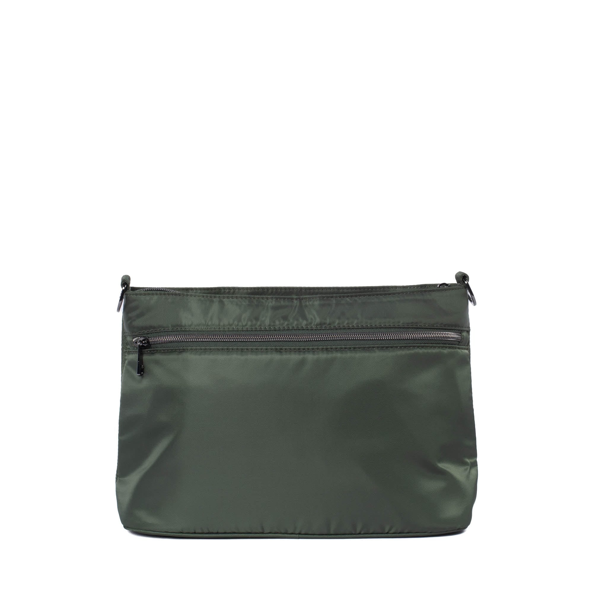 Olive green Lug Samba 2 convertible crossbody bag with adjustable strap and multiple compartments, stylish and functional.