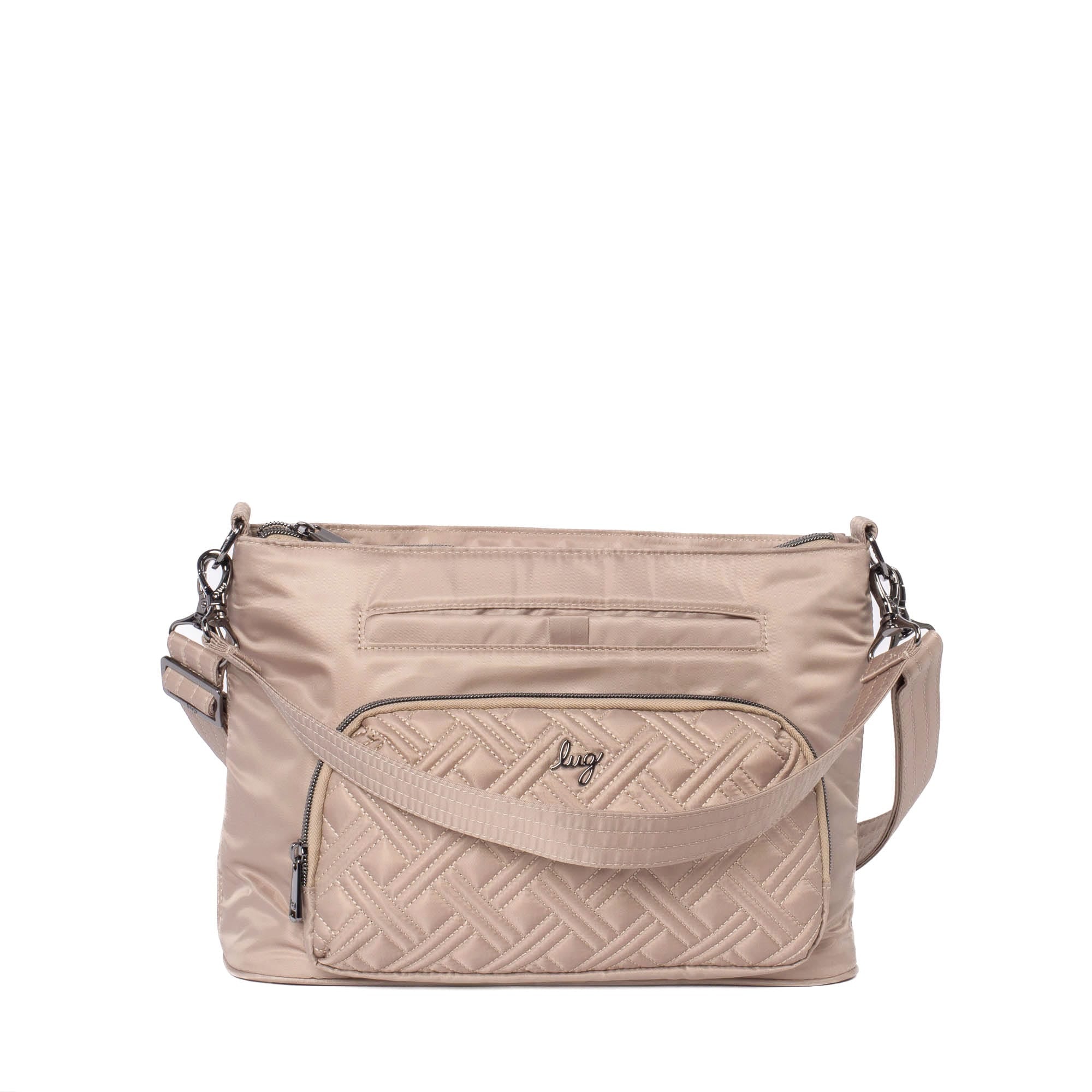 Lug Samba 2 convertible crossbody bag in sandy beige with adjustable strap and compact design, suitable for everyday use.