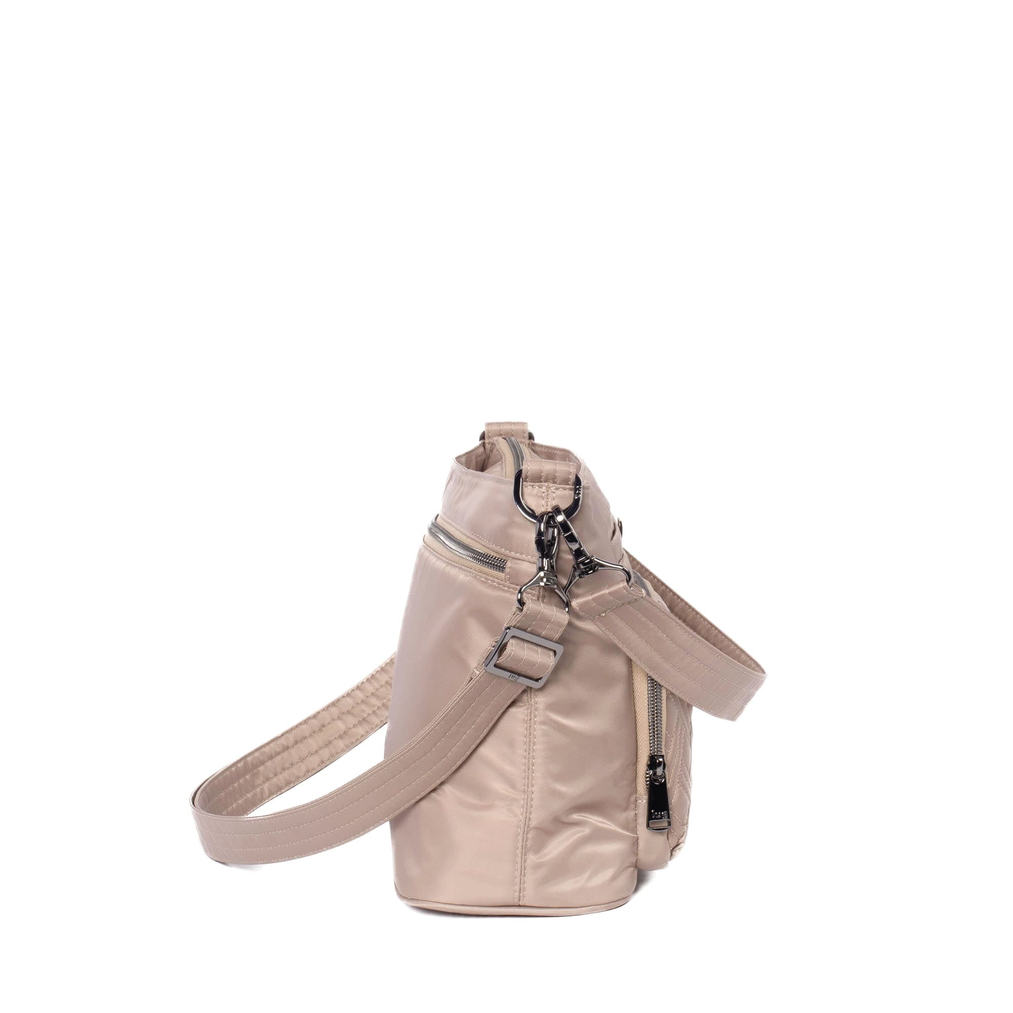 Lug Samba 2 convertible crossbody bag in sand color with adjustable strap and spacious main compartment, stylish and versatile.