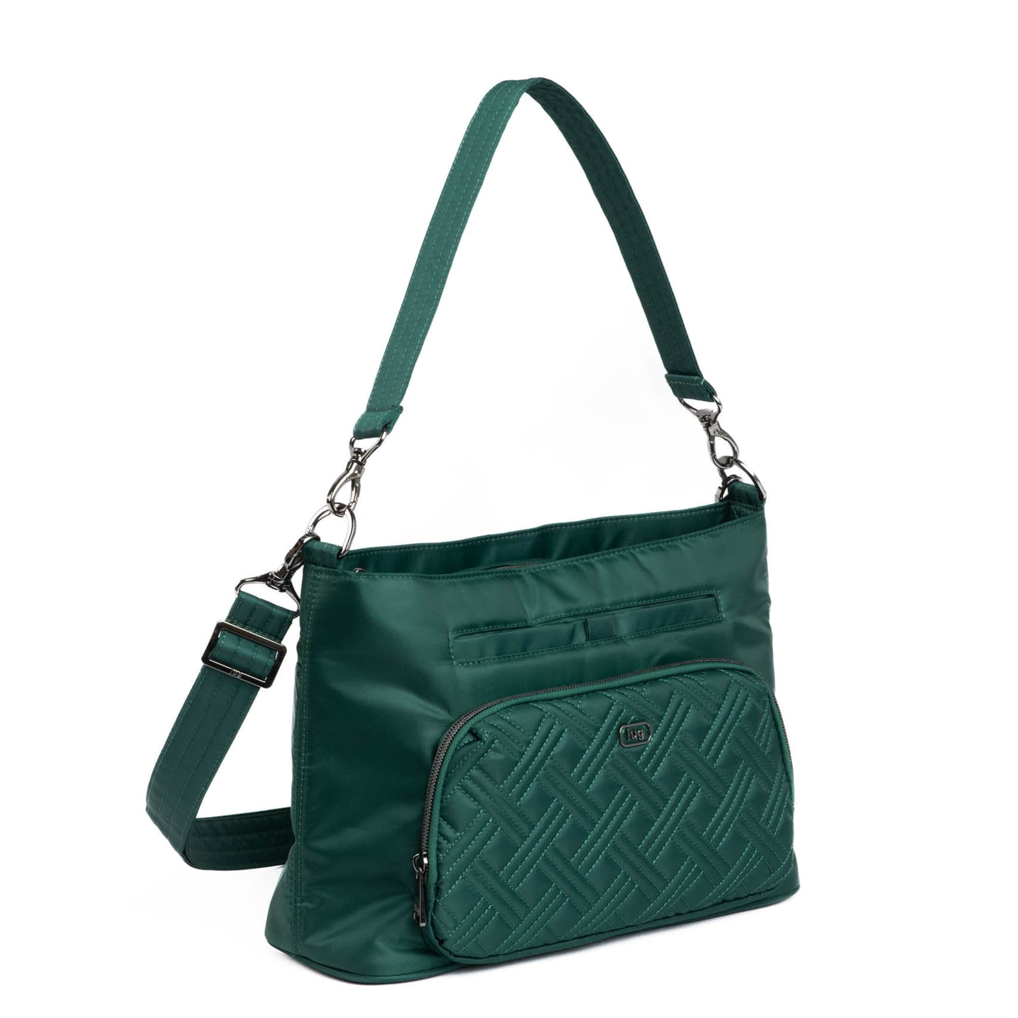 Lug Samba 2 convertible crossbody bag in Wickedly Green with adjustable strap and multiple compartments.