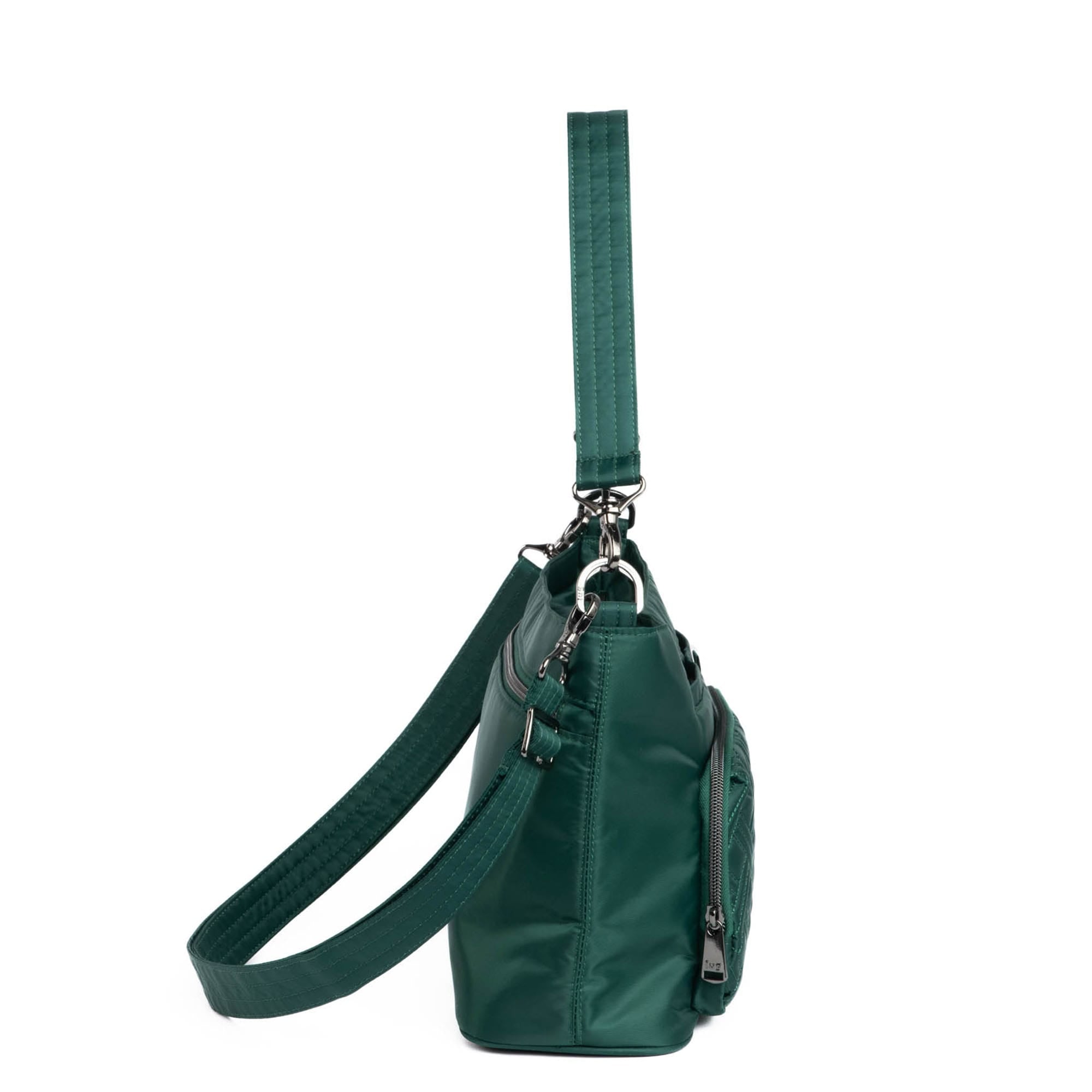 Lug Samba 2 convertible crossbody bag in wickedly green with adjustable strap and multiple compartments.