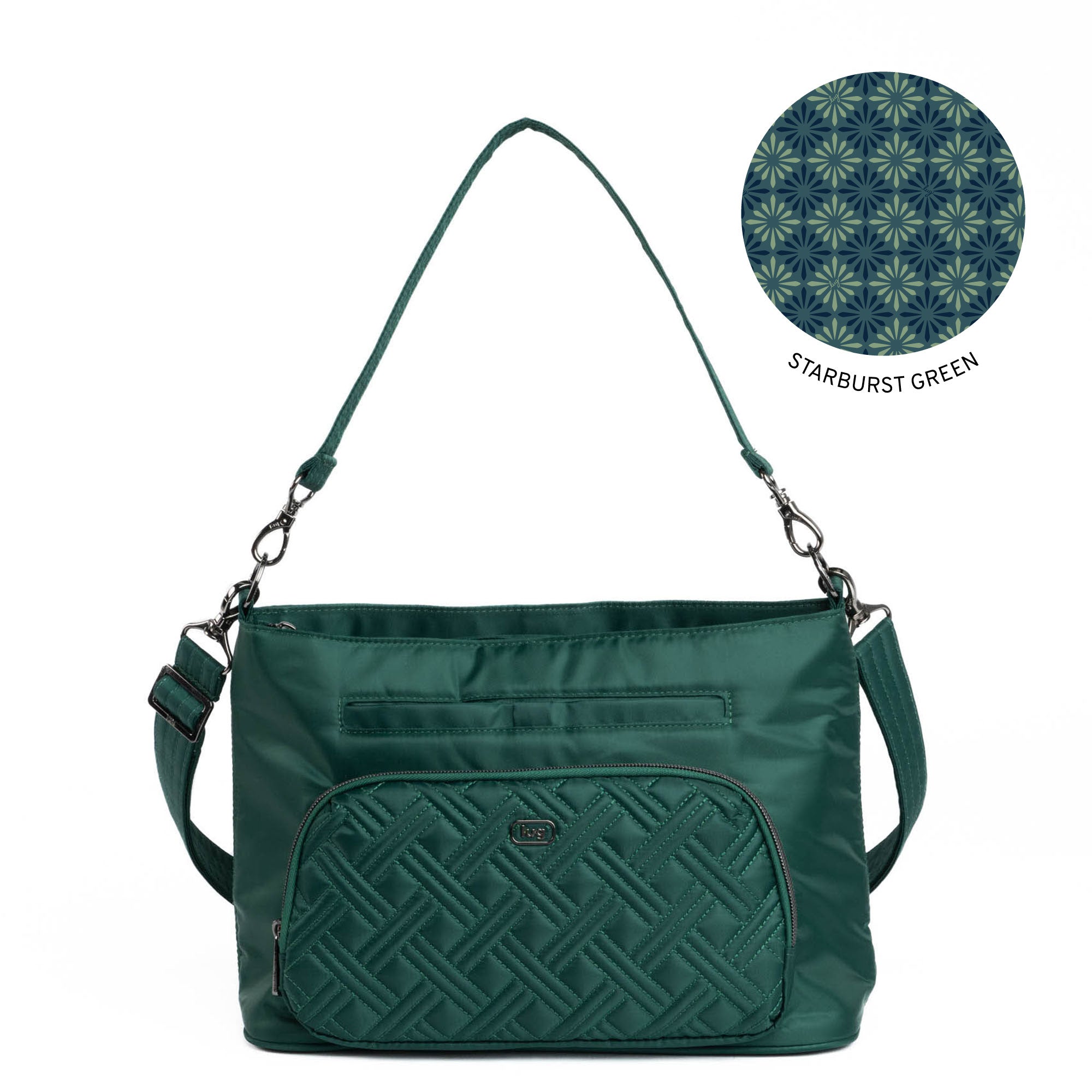 Lug Samba 2 Convertible Crossbody Bag in Wickedly Green with adjustable strap and multiple compartments, stylish and versatile.