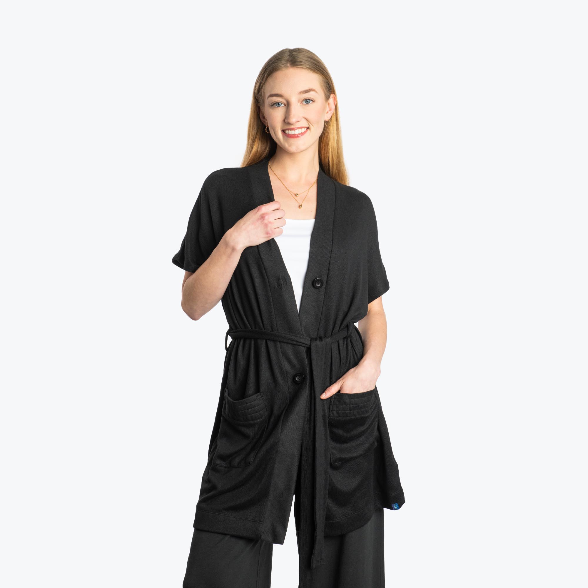 Sashay Lounge Wrap Vest - BLACK - SashayLoungeVest_Black_01