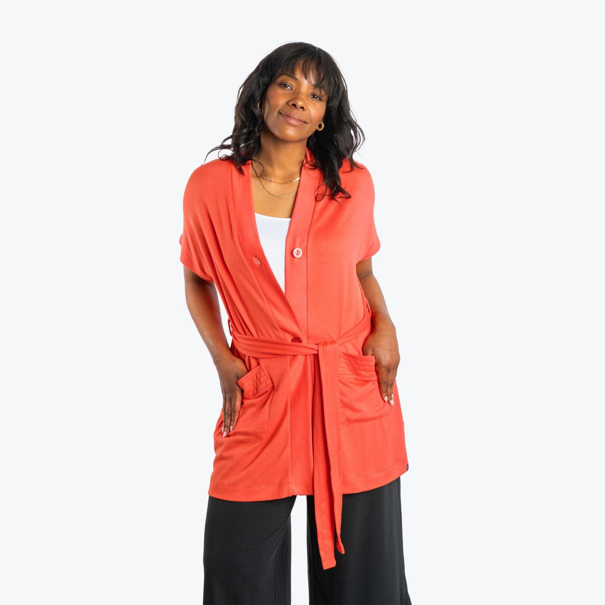 Sashay Lounge Wrap Vest - PAPAYA - SashayLoungeVest_Papaya_01
