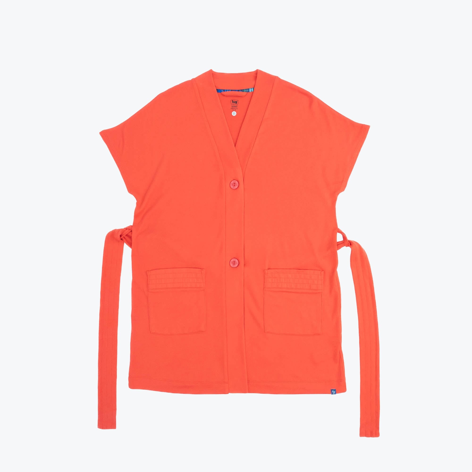 Sashay Lounge Wrap Vest - LADYBUG LANE - SashayLoungeVest_Papaya_Flatlay