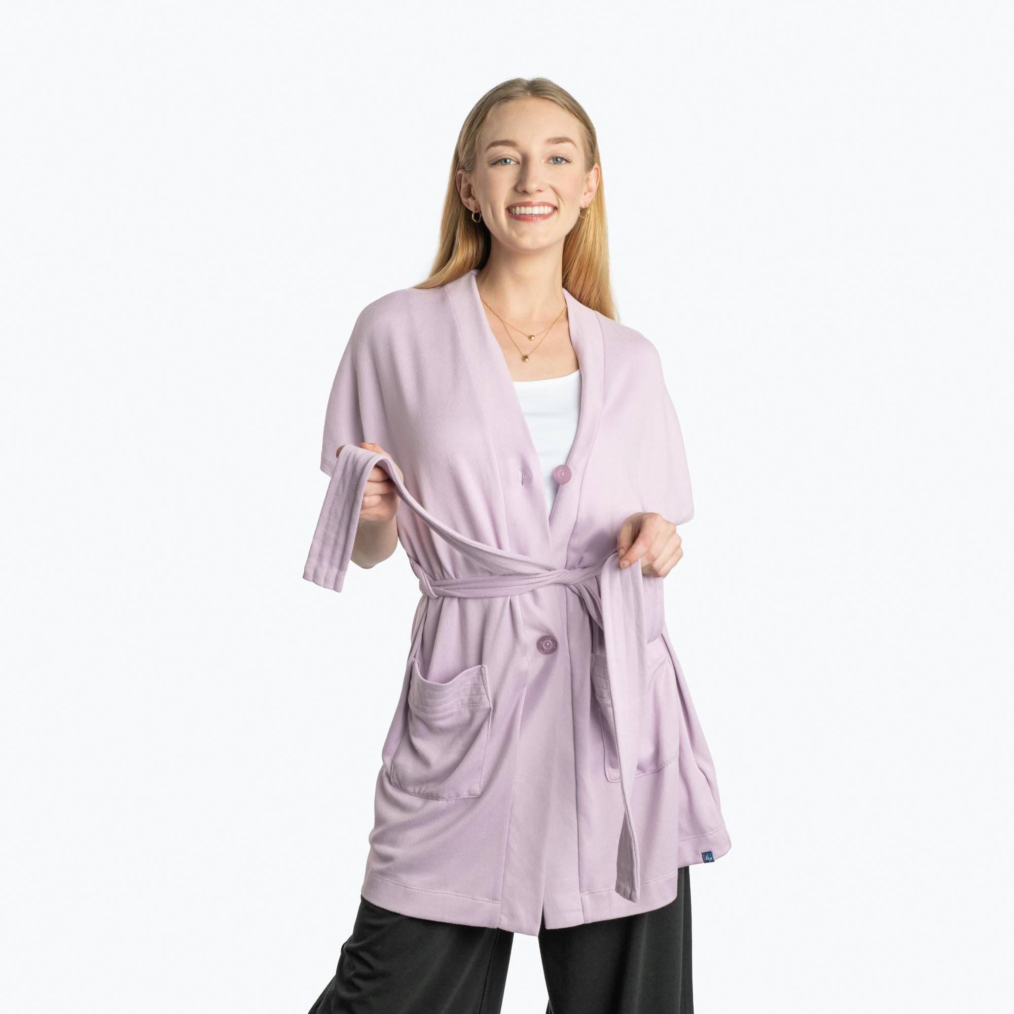 Sashay Lounge Wrap Vest - RADIATE STRIPE AQUA - SashayLoungeVest_Sugarplum_03