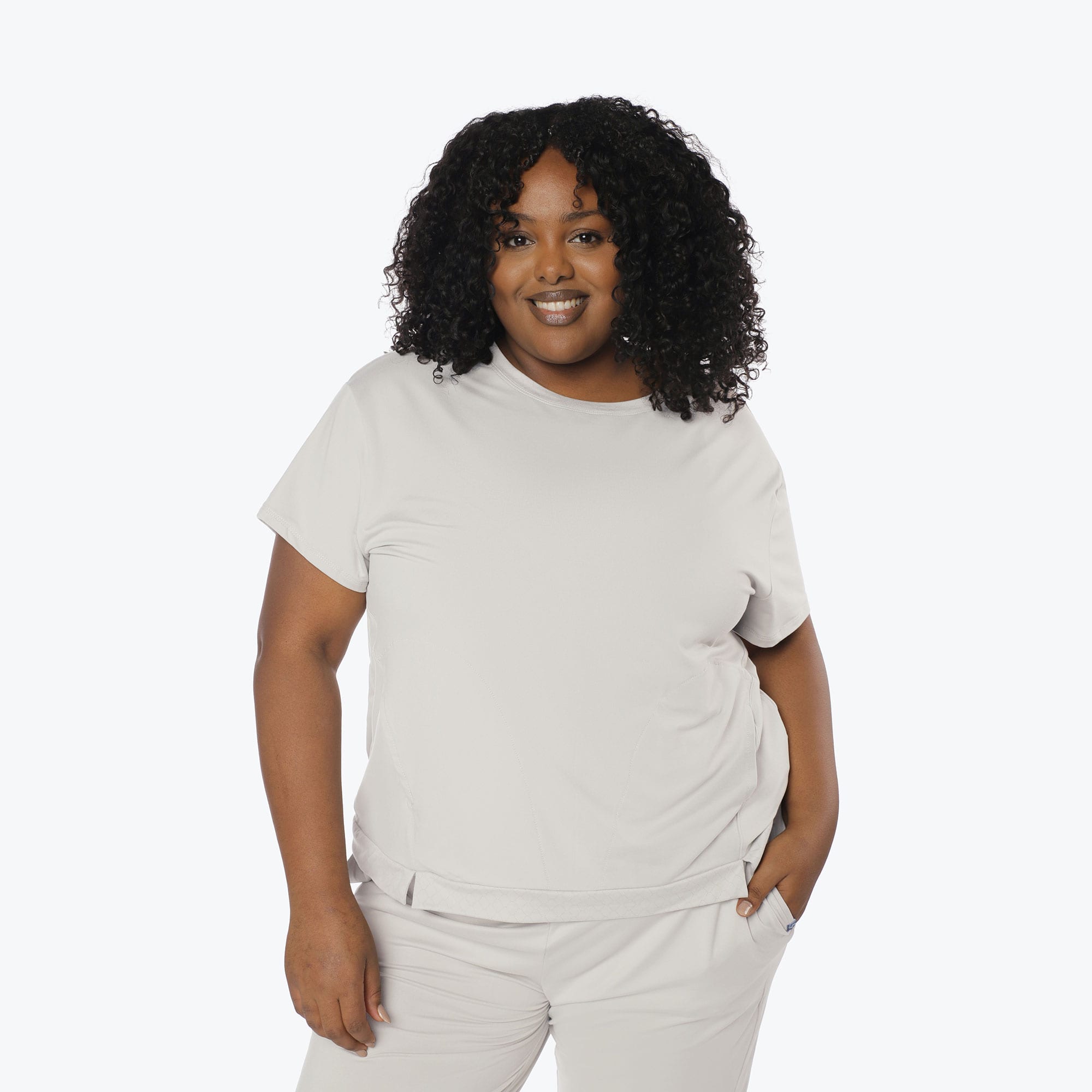 Scoop Short Sleeve Top - PEBBLE - Scoop_Top_Pebble_XL_01a