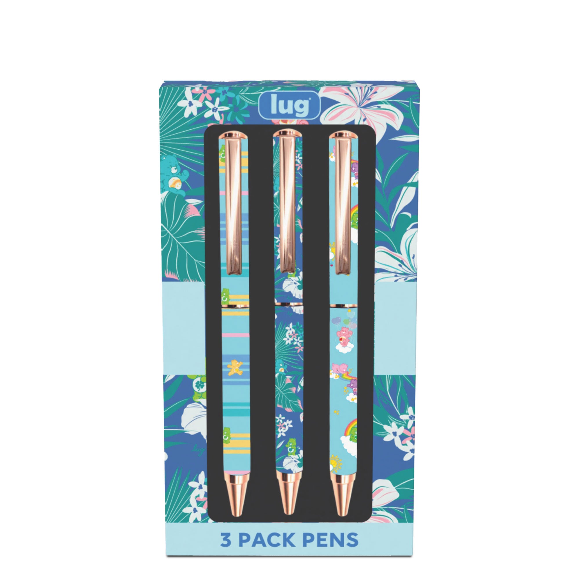 Care Bears x Lug Pens 3pk - CARE BEARS FLORAL - Scribble_Pen3pack_CareBearsFloral_01
