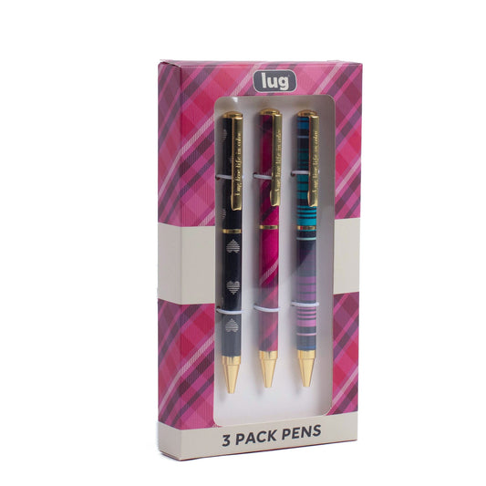 Lug Pens 3pk - Scribble - BERRY PLAID - Scribble_Pens3Pk_BerryPlaid_02_bkkzev