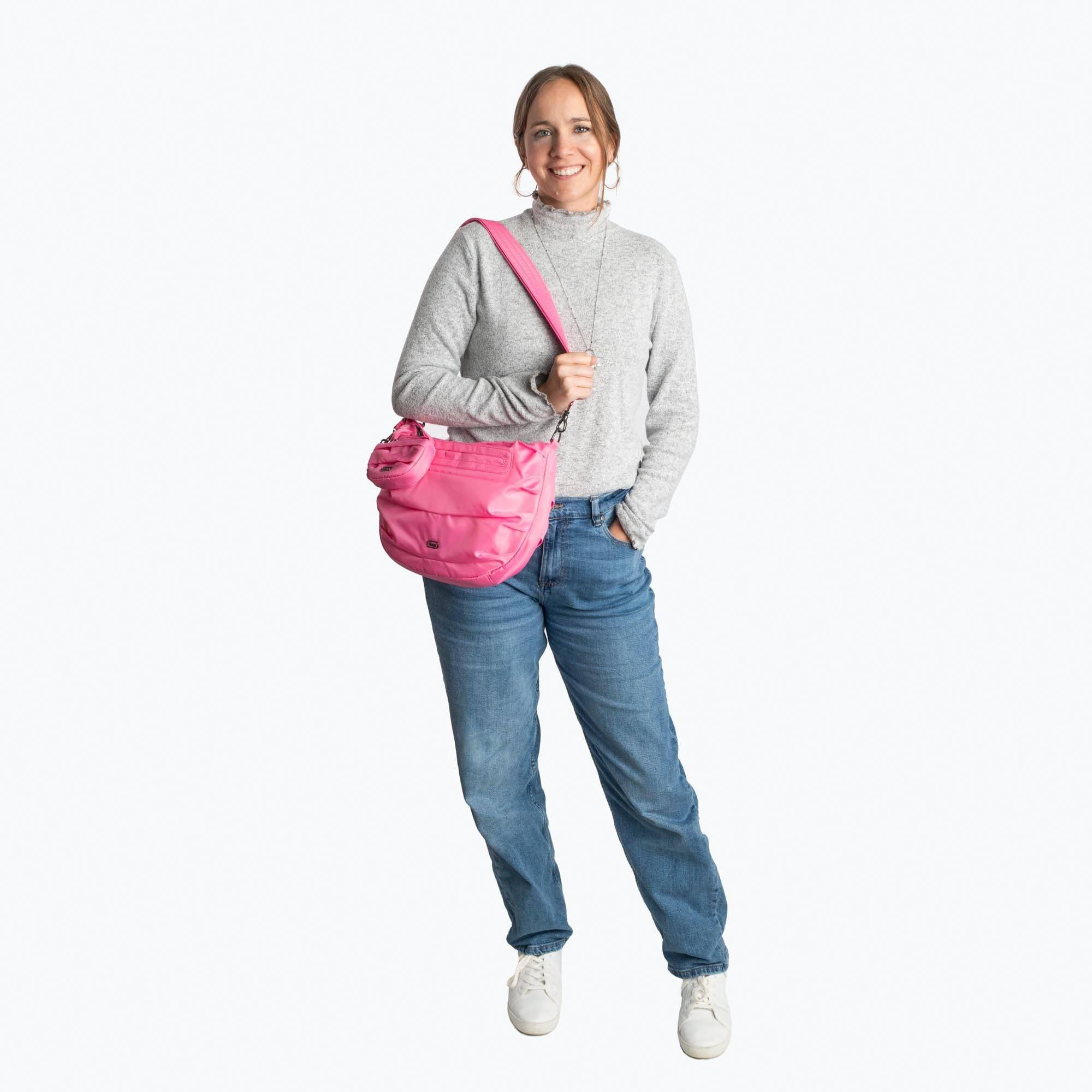 Scuffle Pleated Crossbody Bag with Disco Pouch - - Scuffle_BagProportions_01