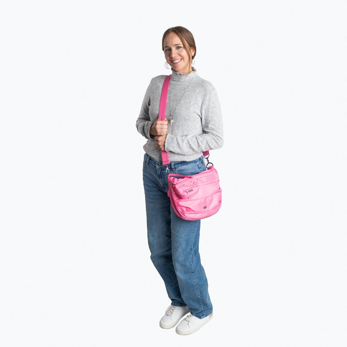 Scuffle Pleated Crossbody Bag with Disco Pouch - - Scuffle_BagProportions_02