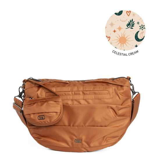 Scuffle Pleated Crossbody Bag with Disco Pouch - CAPPUCCINO - Scuffle_Cappuccino