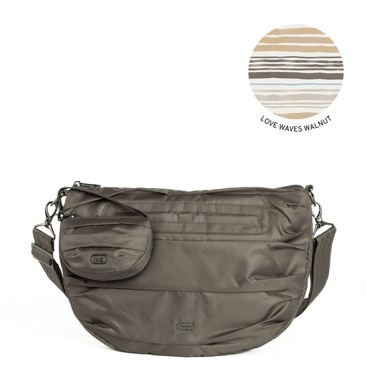 Scuffle Pleated Crossbody Bag with Disco Pouch - WALNUT BROWN - Scuffle_Walnut