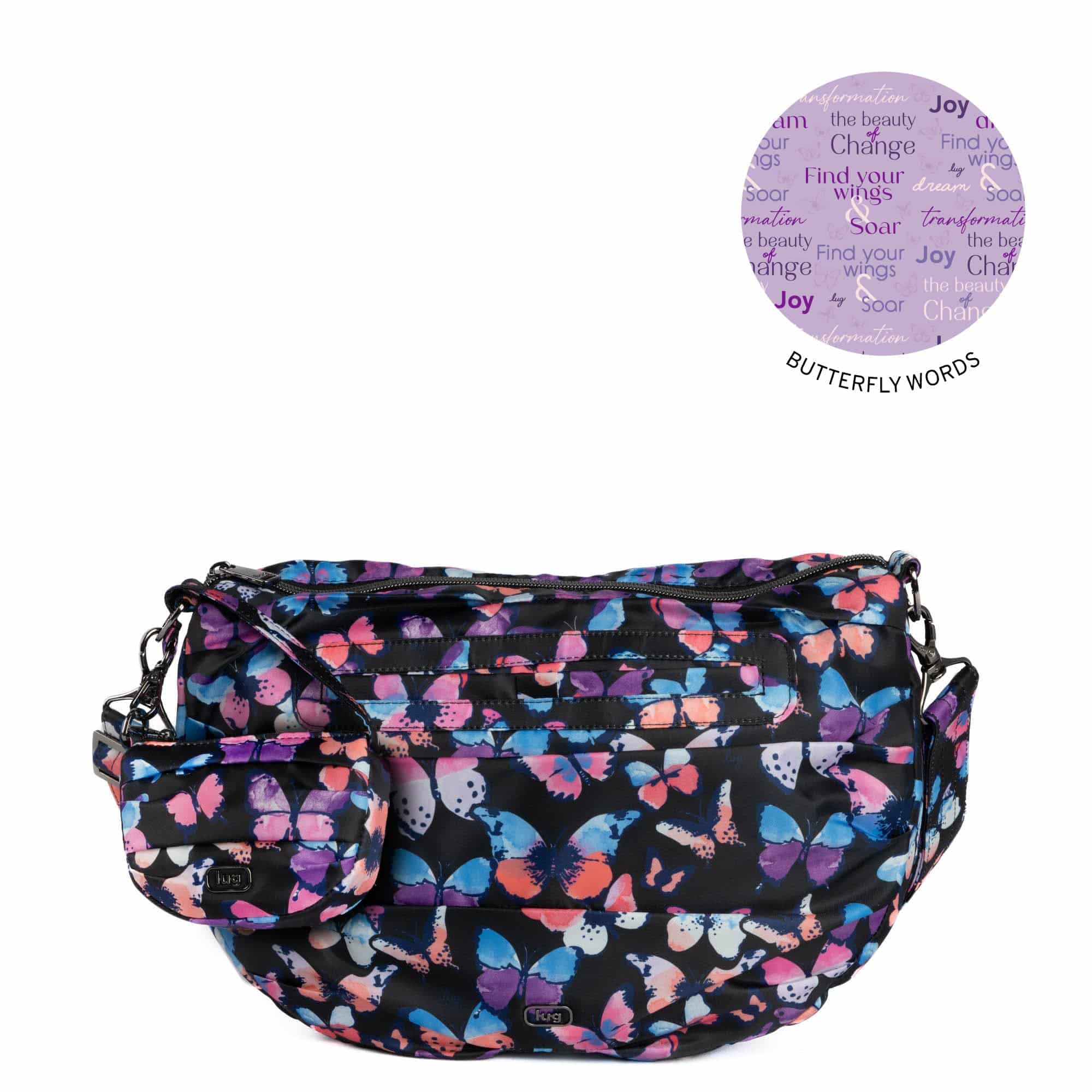 Scuffle Pleated Crossbody Bag with Disco Pouch - WATERCOLOR BUTTERFLIES - Scuffle_WatercolorButterflies