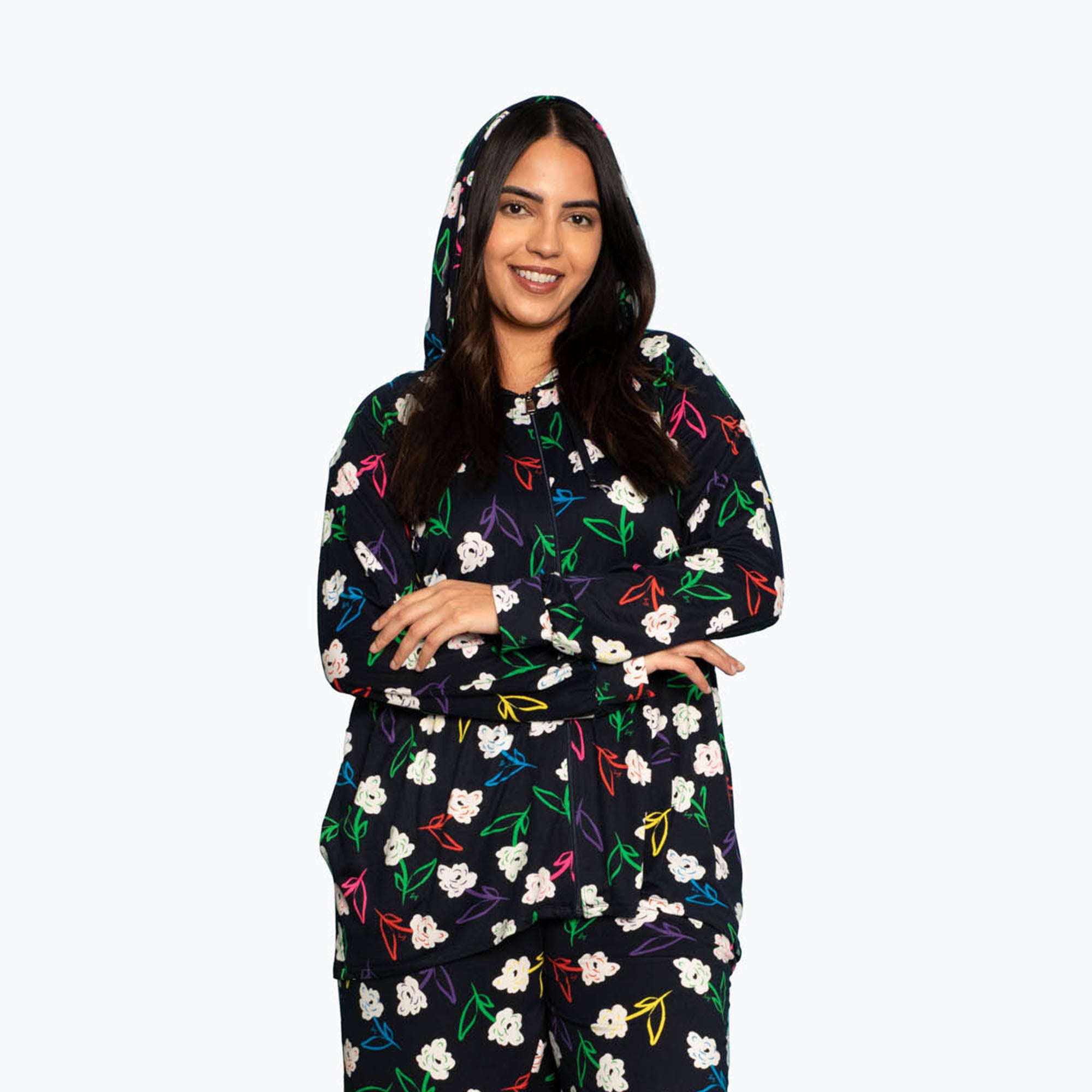 Shimmy Brushed Jersey Zip Up - BRIGHT FLORAL - Shimmy_BrightFloral_L_01